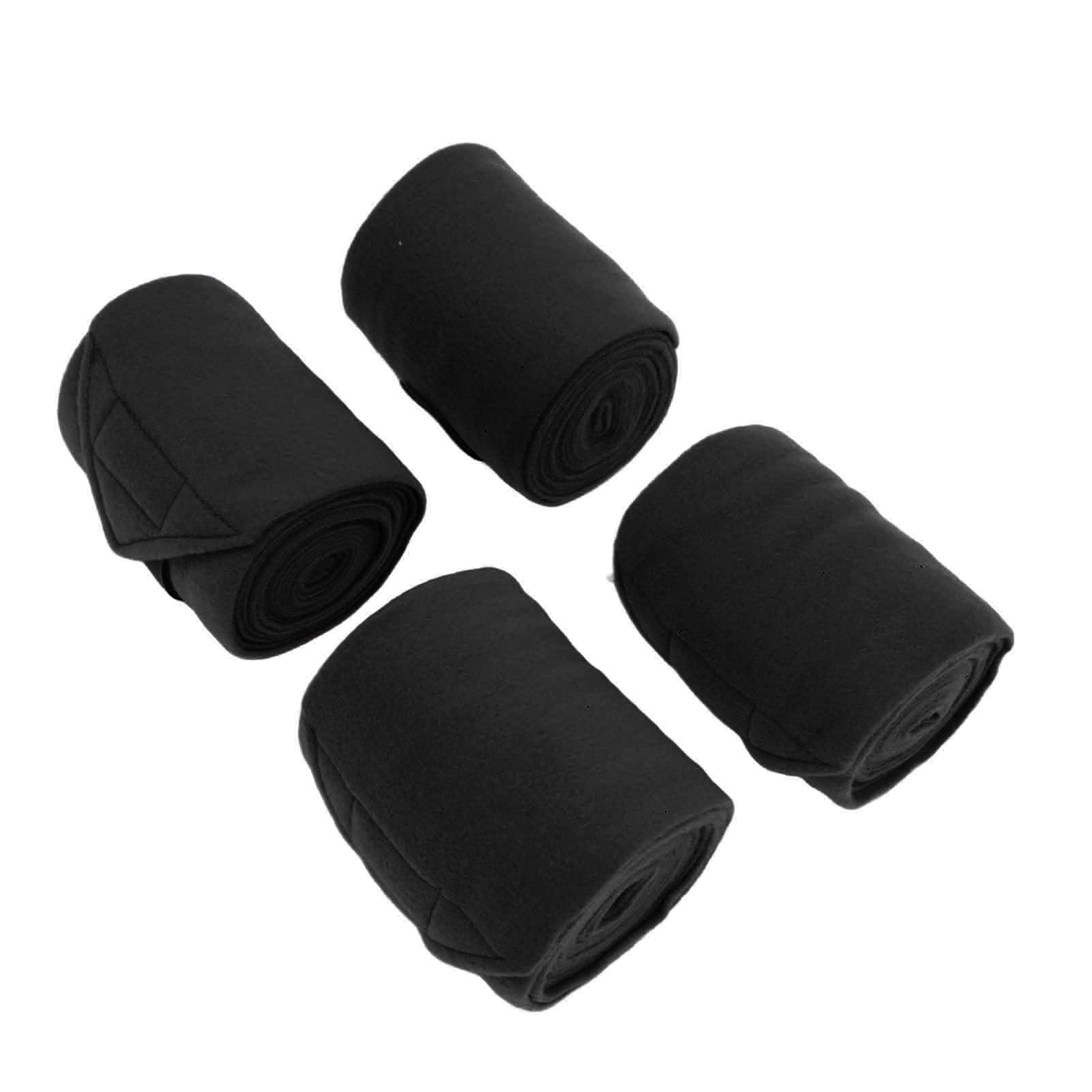 **Premium Adjustable Horse Leg Bandage - Soft Fleece Protective Wrap for Equestrian Riding & Training (4PCS, Black) - Ideal for Show Jumping, Dressage & Stable Care**
