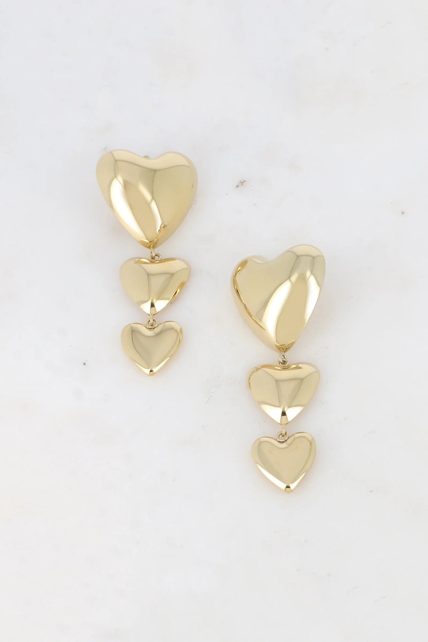 3 Hearts Mirror Pendant Earrings for Women - Elegant Dangle Drop Earrings for Party, Wedding & Everyday Wear