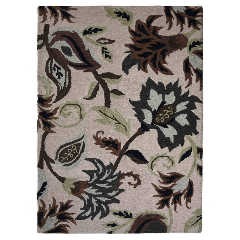 Premium Echinacea Hand Tufted Wool Rug - Soft Bohemian Floral Area Rug for Living Room, Bedroom & Nursery - 5x7 Feet Non-Slip Home Decor Carpet