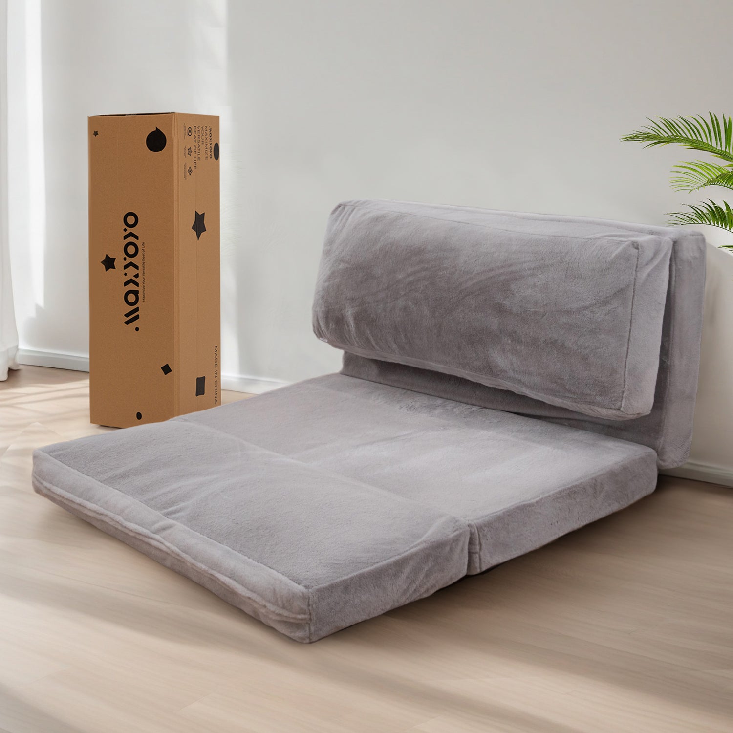 MAXYOYO Bean Bag Folding Sofa Bed - Extra Thick Floor Mattress with Washable Faux Fur Cover | Perfect for Living Room, Bedroom, Dorm & Game Room Lounging