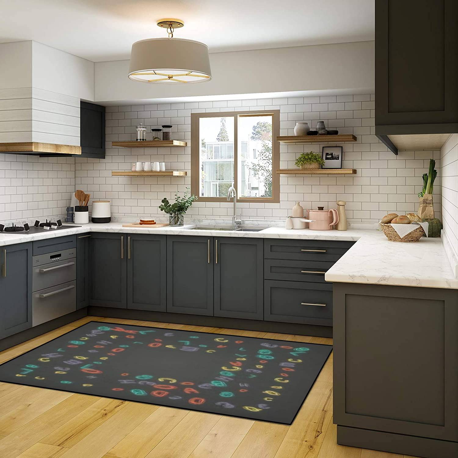 Non-Slip Blackboard Rug 3x5ft - Kids Play Mat for School, Nursery & Outdoor