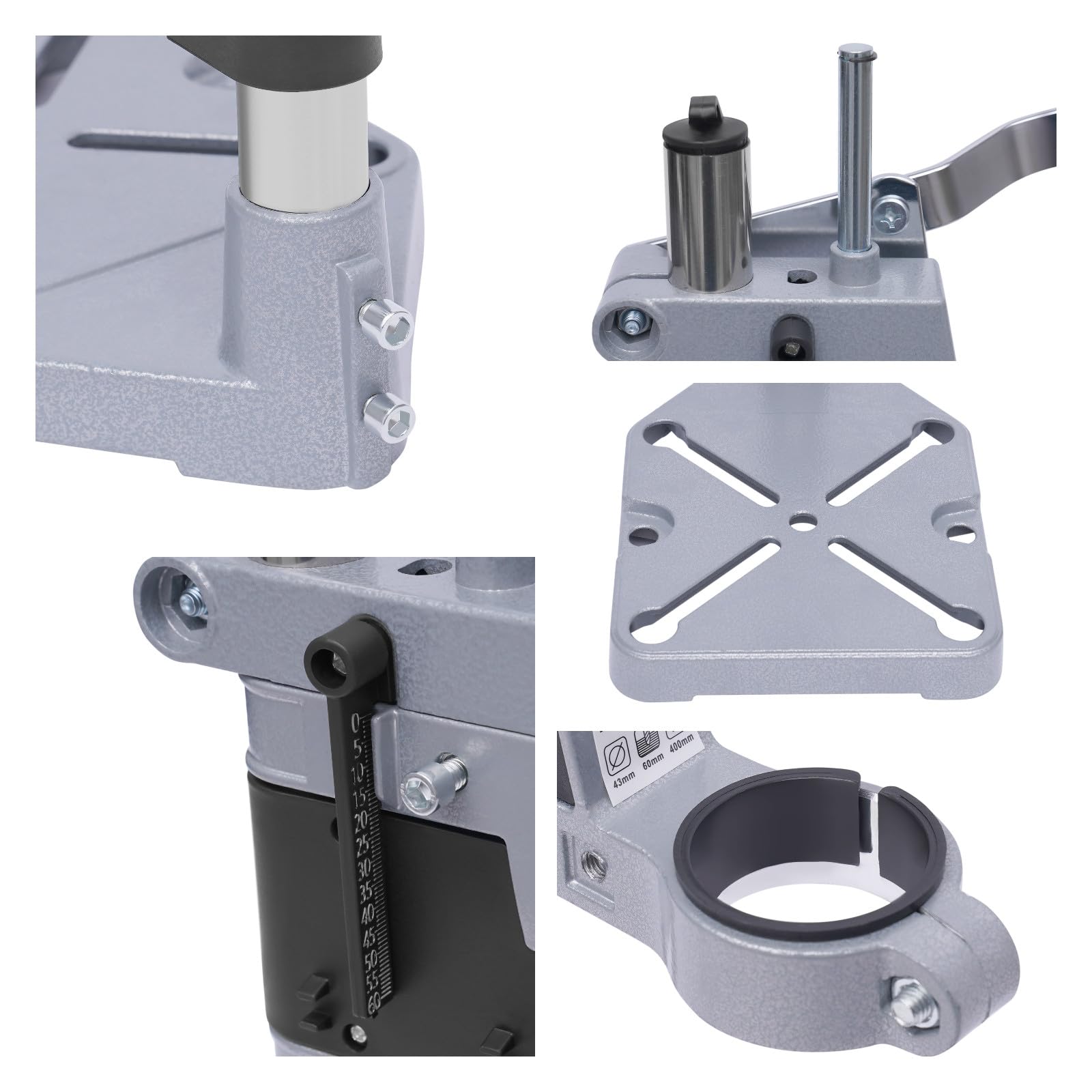 Universal Benchtop Drill Press Stand - Adjustable Chuck Holder for Hand Drills & Mini Drill Presses | Durable Aluminum Alloy Base | Perfect for Woodworking, Metalworking & DIY Projects