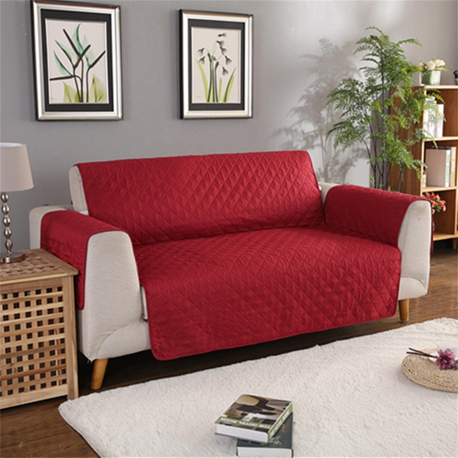 Durable ERFHJ Couch Slipcover 190x195cm - Washable Furniture Protector with Secure Straps | Pet & Kid-Friendly Sofa Cover for Living Room, Family Room & Office
