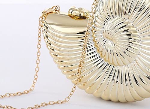 Elegant Gold Evening Purses for Women - Shiny Seashell Crossbody Clutch with Chain | Perfect for Parties, Weddings & Formal Events