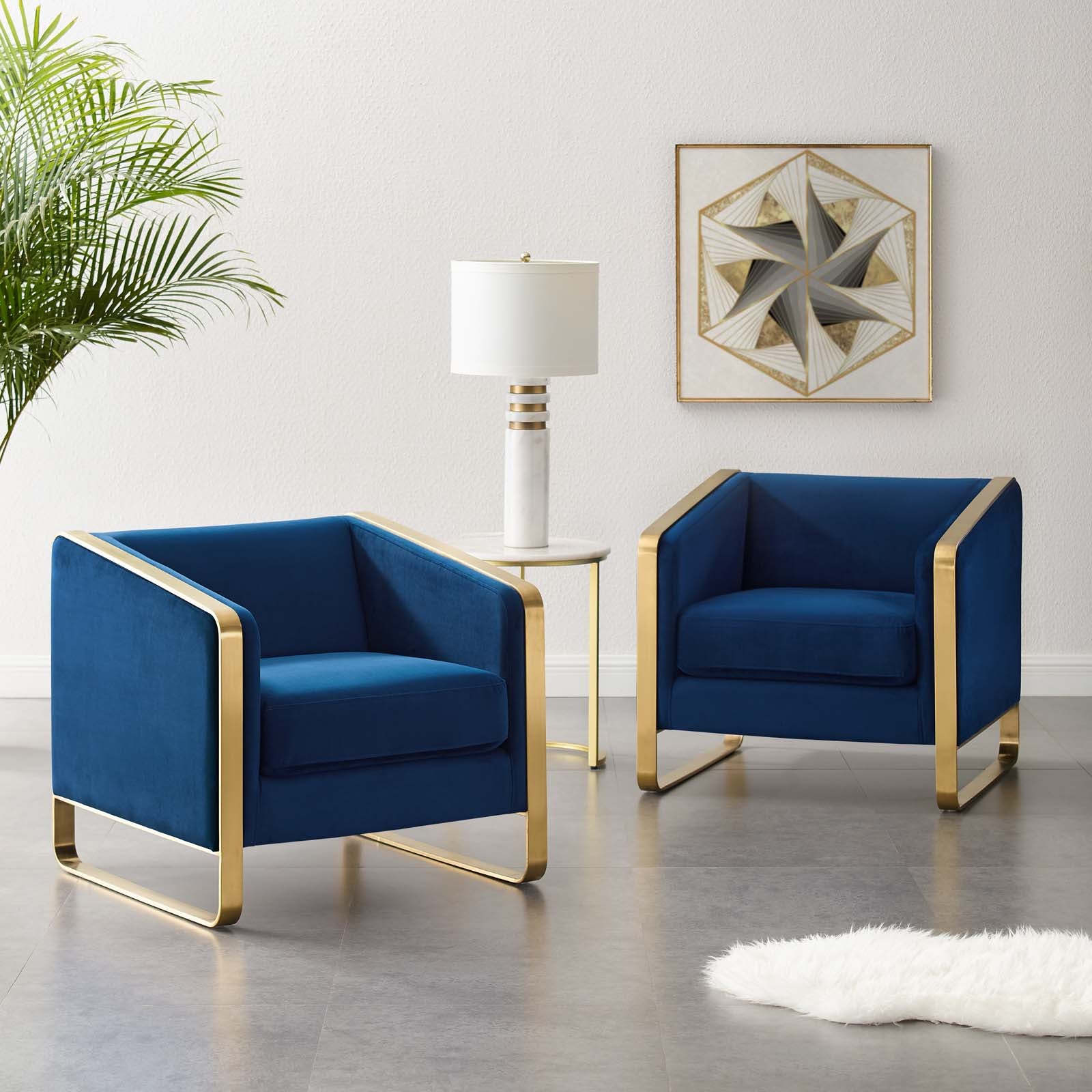 Luxury Velvet Armchair Set of 2 - Modern Accent Chairs for Living Room, Bedroom & Office - Soft Performance Fabric for Comfortable Seating