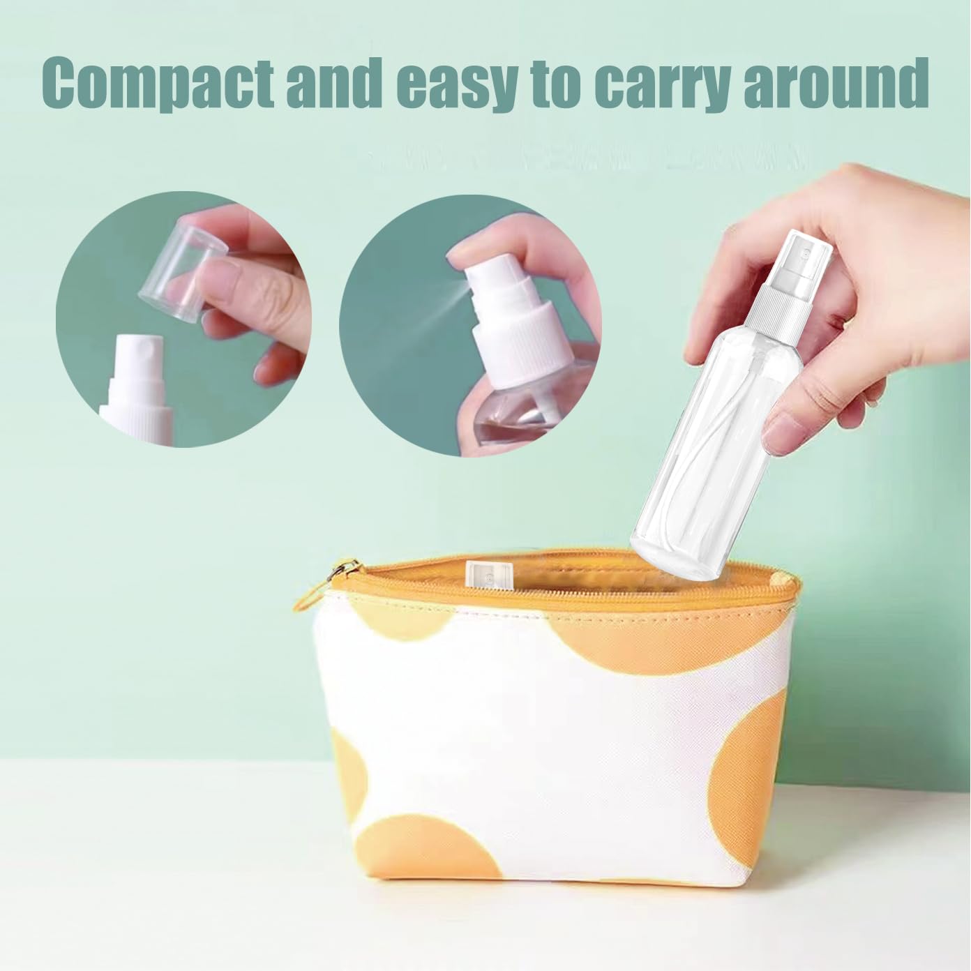 Small Spray Bottles Set - 2 Pack 50ml & 2 Pack 100ml Clear Empty Fine Mist Plastic Refillable Travel Containers for Perfume, Hair Care, Cleaning Solutions & DIY Projects