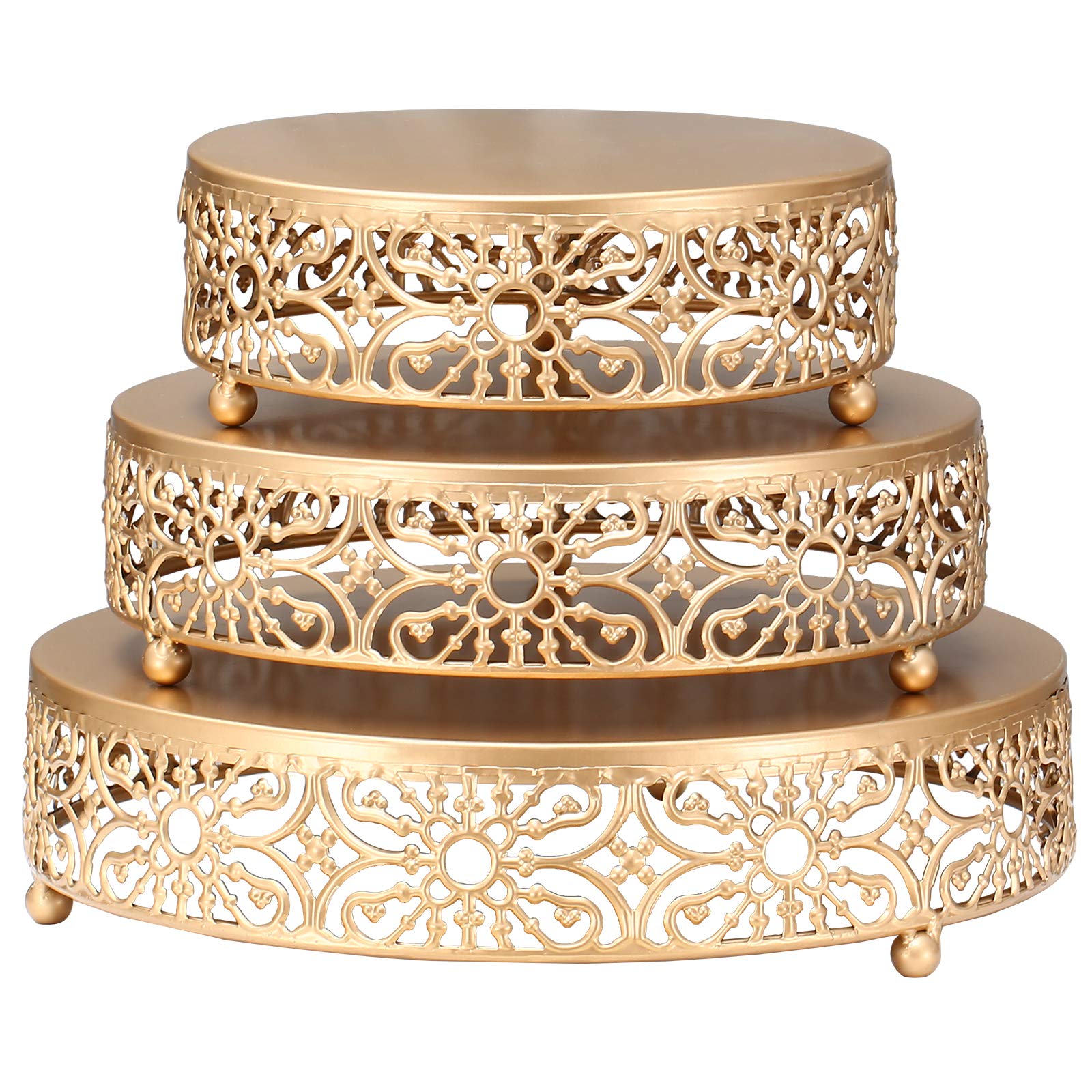 XINLIYA 3-Piece Round Cake Stand Set - Gold Metal Cupcake Stand for Wedding, Birthday Party & Celebration - Elegant Dessert Display Plates for Cakes, Pastries & Treats - Perfect for Home, Bakery & Event Decor