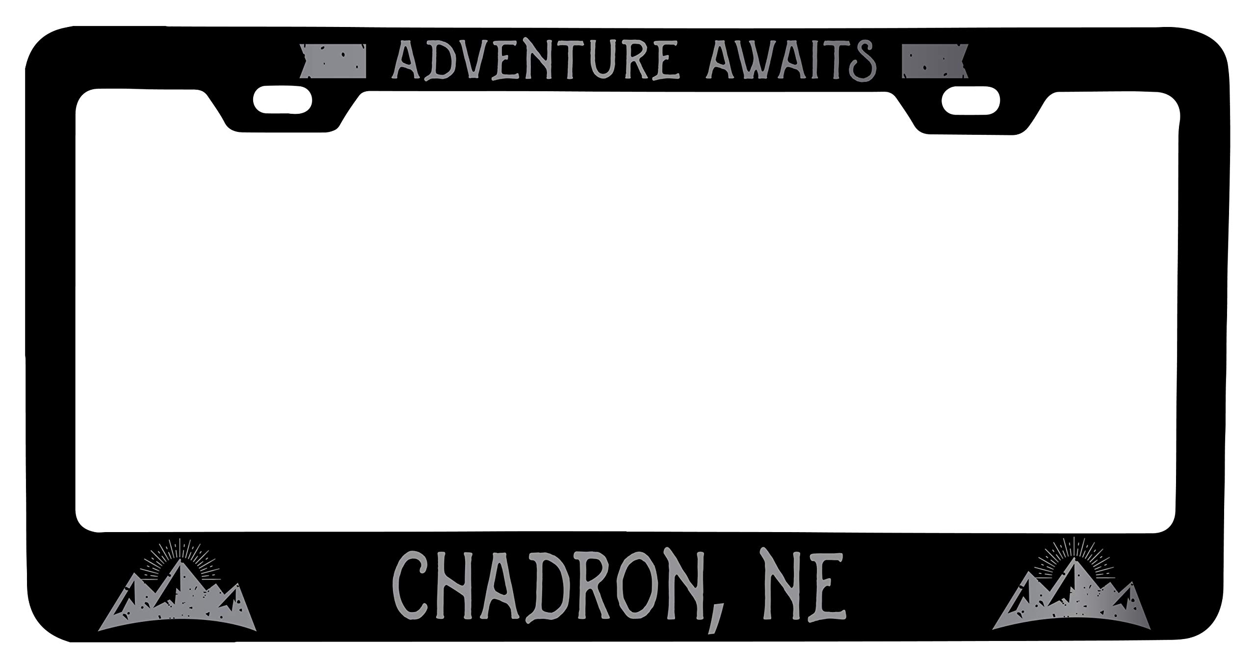 Custom Laser Etched Black Metal License Plate Frame - Personalized Vanity Car Accessory - Perfect for Gifts, Car Enthusiasts & State Pride (Chadron Nebraska Design)