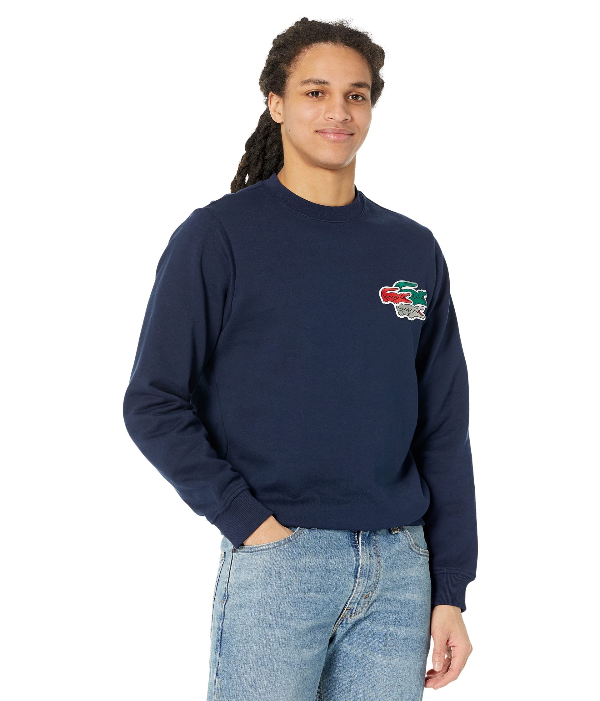 Lacoste Men's Long Sleeve Crewneck Sweatshirt with Crocodile Logo | Casual Holiday Pullover for Winter & Fall | Perfect for Christmas Gifts, Office Wear & Weekend Outings