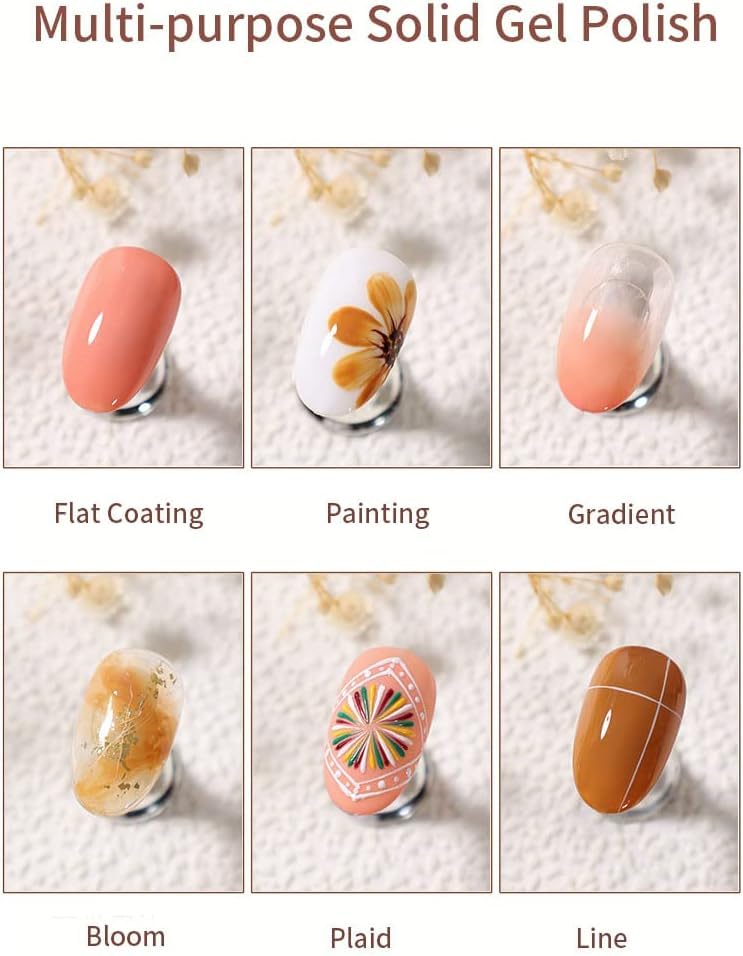 AIJIMEI 12 Colors Solid Gel Nail Polish Set - Gold Shimmer Glitter Cream Soak Off UV/LED Gel Polish for DIY Manicure & Nail Art | Home Salon, Party, Wedding, Holiday Nail Designs