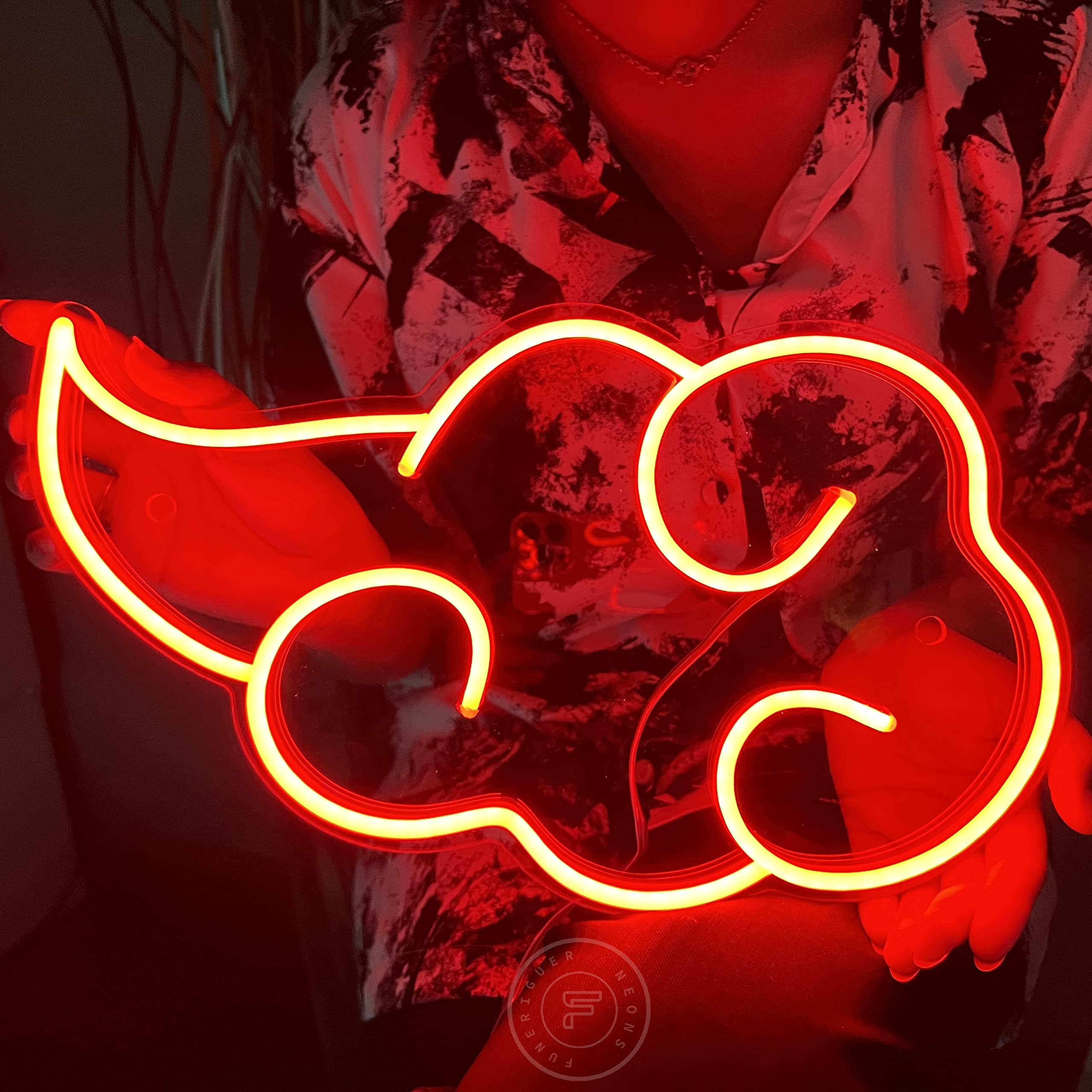 Akatsuki Cloud Anime Neon Sign - Red LED Wall Art for Bedroom & Game Room Decor with Dimmable Switch | Perfect for Anime Fans, Gaming Setup & Home Theater Lighting