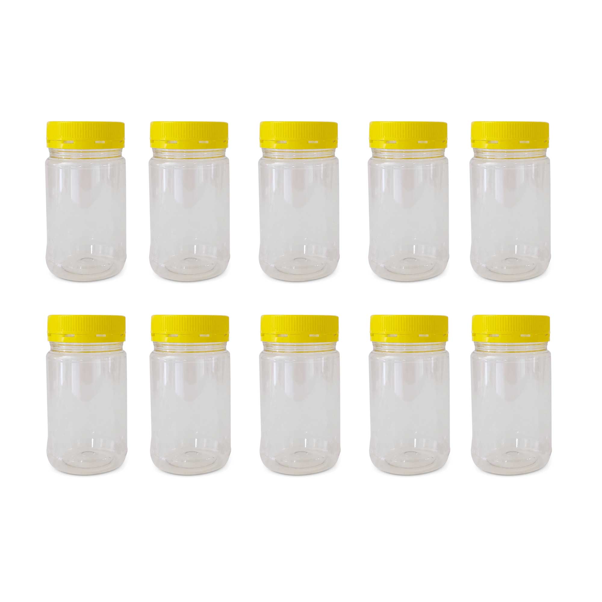 10-Pack 500g Clear Round Plastic Honey Jars with Lids - Food Grade BPA-Free Containers for Honey, Jam, Syrup & DIY Crafts - Perfect for Home Kitchen, Beekeeping & Gift Packaging