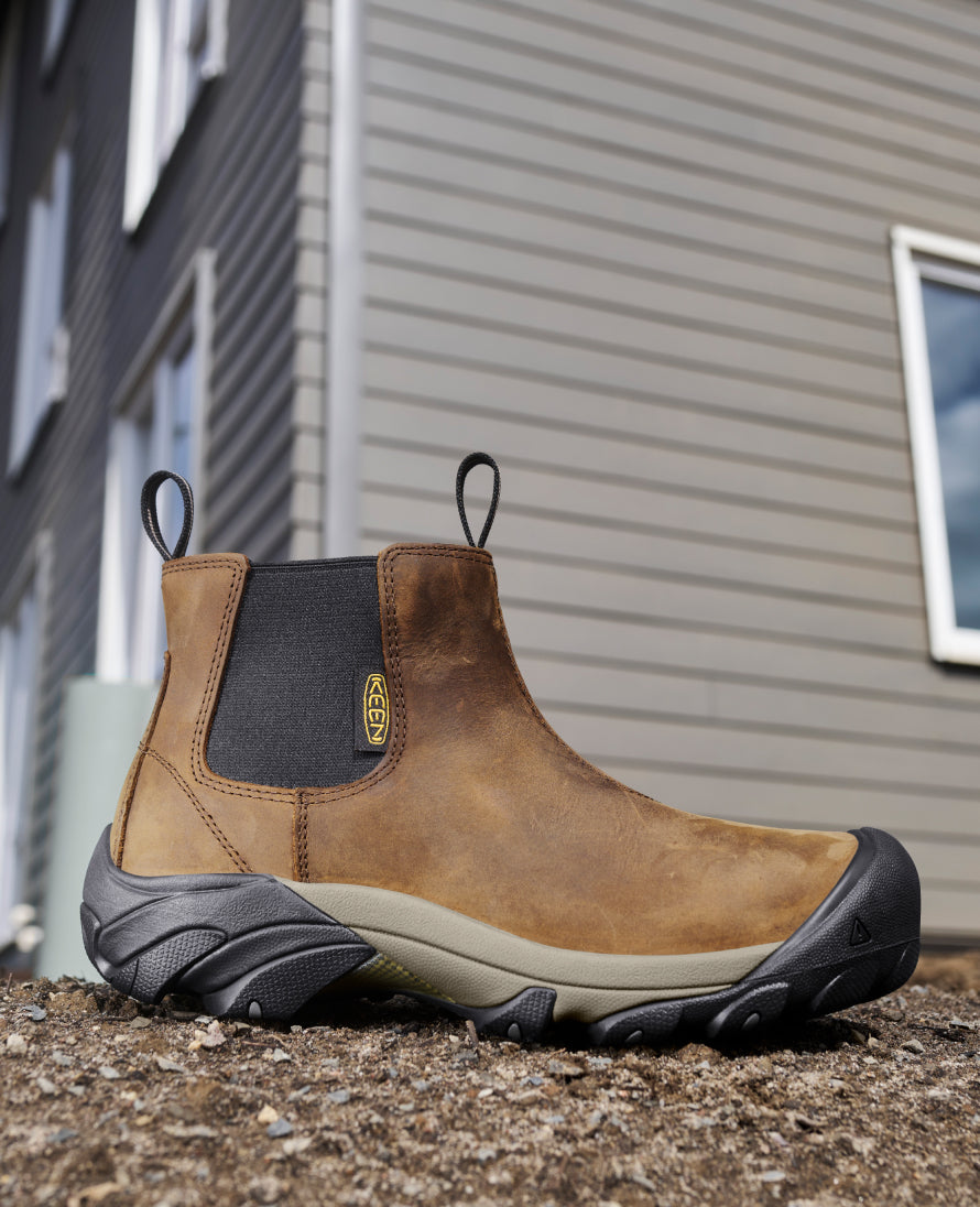 Men's Lansing Steel Toe Chelsea Boots - Dark Earth & Black Work Boots for Construction, Warehouse & Outdoor Safety