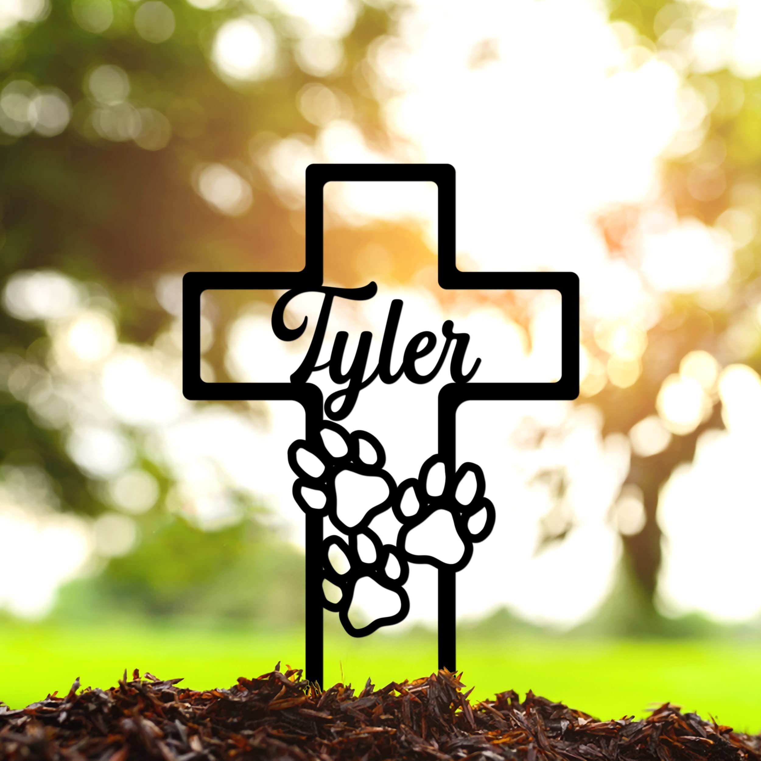 Custom 1-Piece Dog Memorial Grave Marker Stake - Personalized Pet Loss Remembrance Cross Plaque with Metal Stake | Memorial Garden Decor for Beloved Dogs