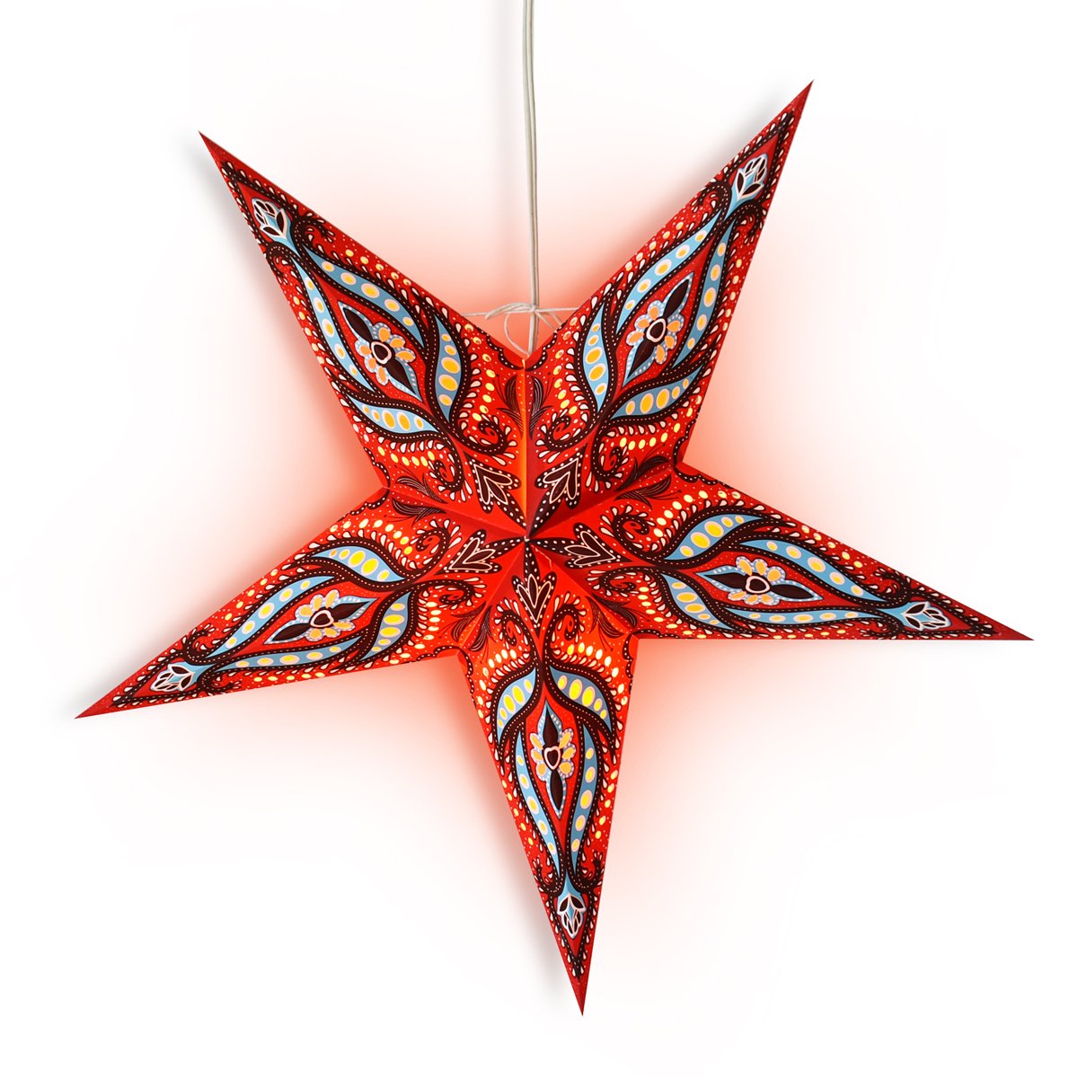 24 Pack Red & Black Bloom Paper Star Lanterns - Hanging Wedding Party Decorations for Indoor/Outdoor Events, Birthday Celebrations & Home Decor