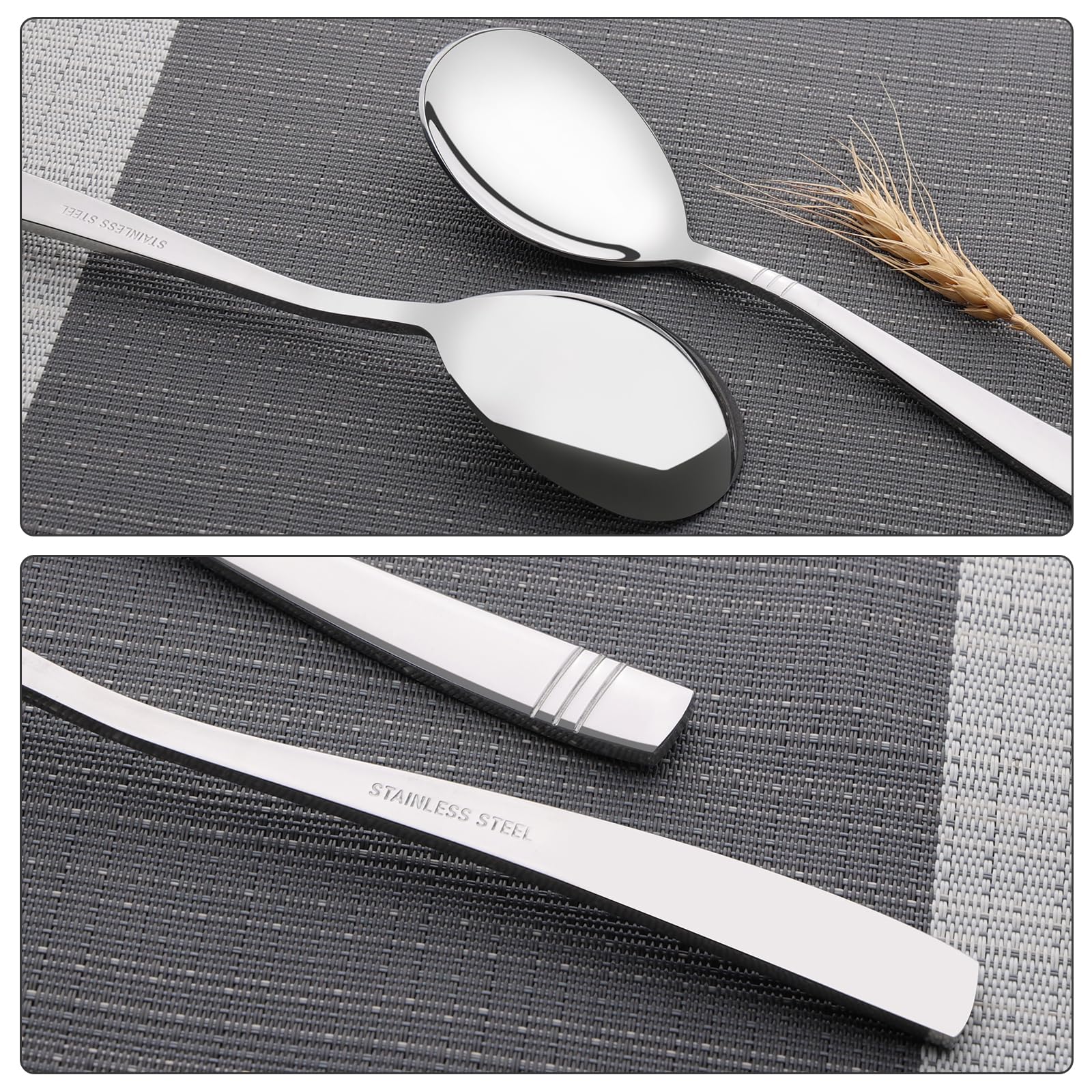 6-Piece Stainless Steel Large Serving Spoons Set - Heavy Duty Kitchen Utensils for Cooking, Buffet, Banquet & Catering - Perfect for Restaurants, Parties & Family Gatherings