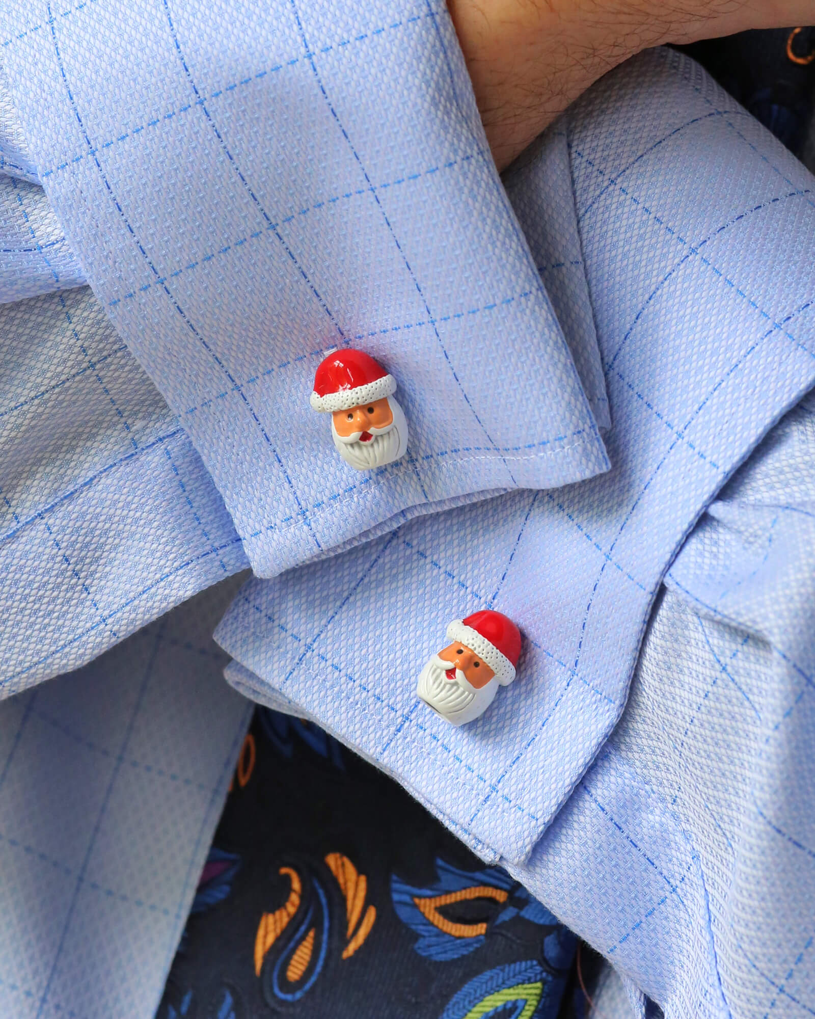 DÉCLIC Santa Head Cufflinks - Elegant Christmas Cuff Links for Men, Perfect for Holiday Parties, Weddings & Formal Events