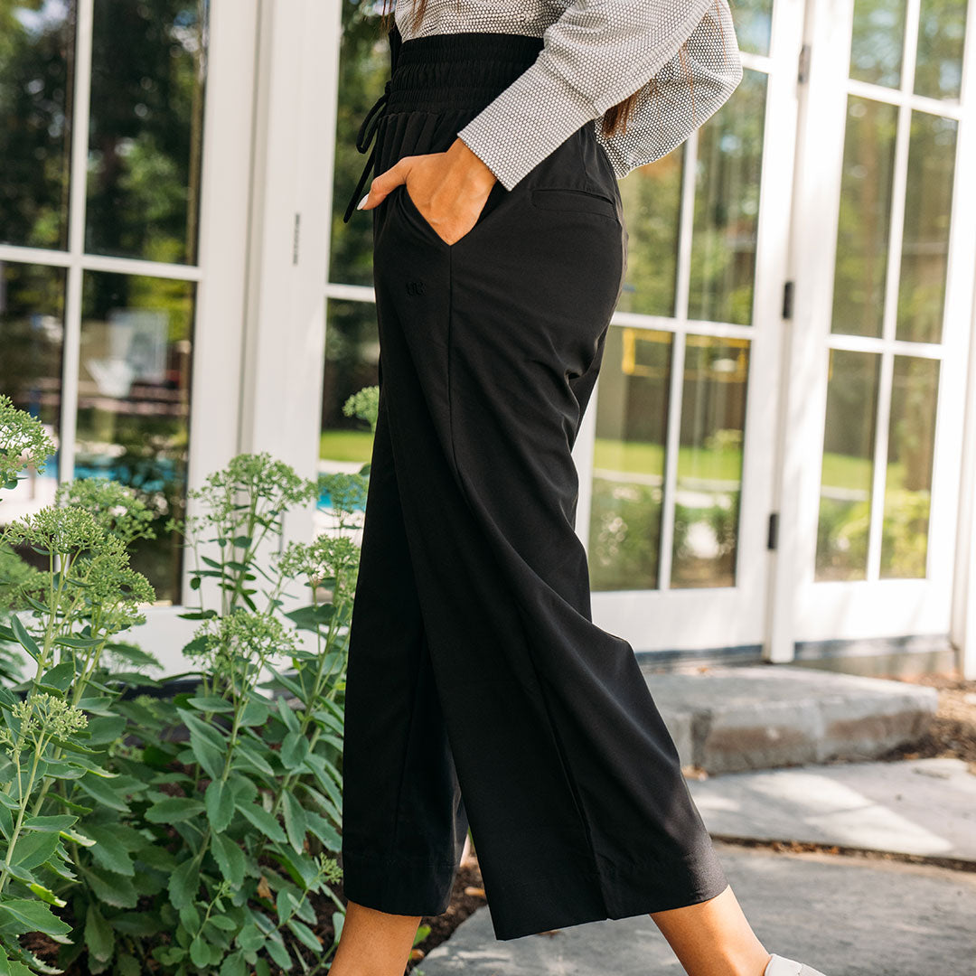 Audrey Wide Leg Pants for Women - High Waisted Black Dress Pants for Office, Business & Casual Wear