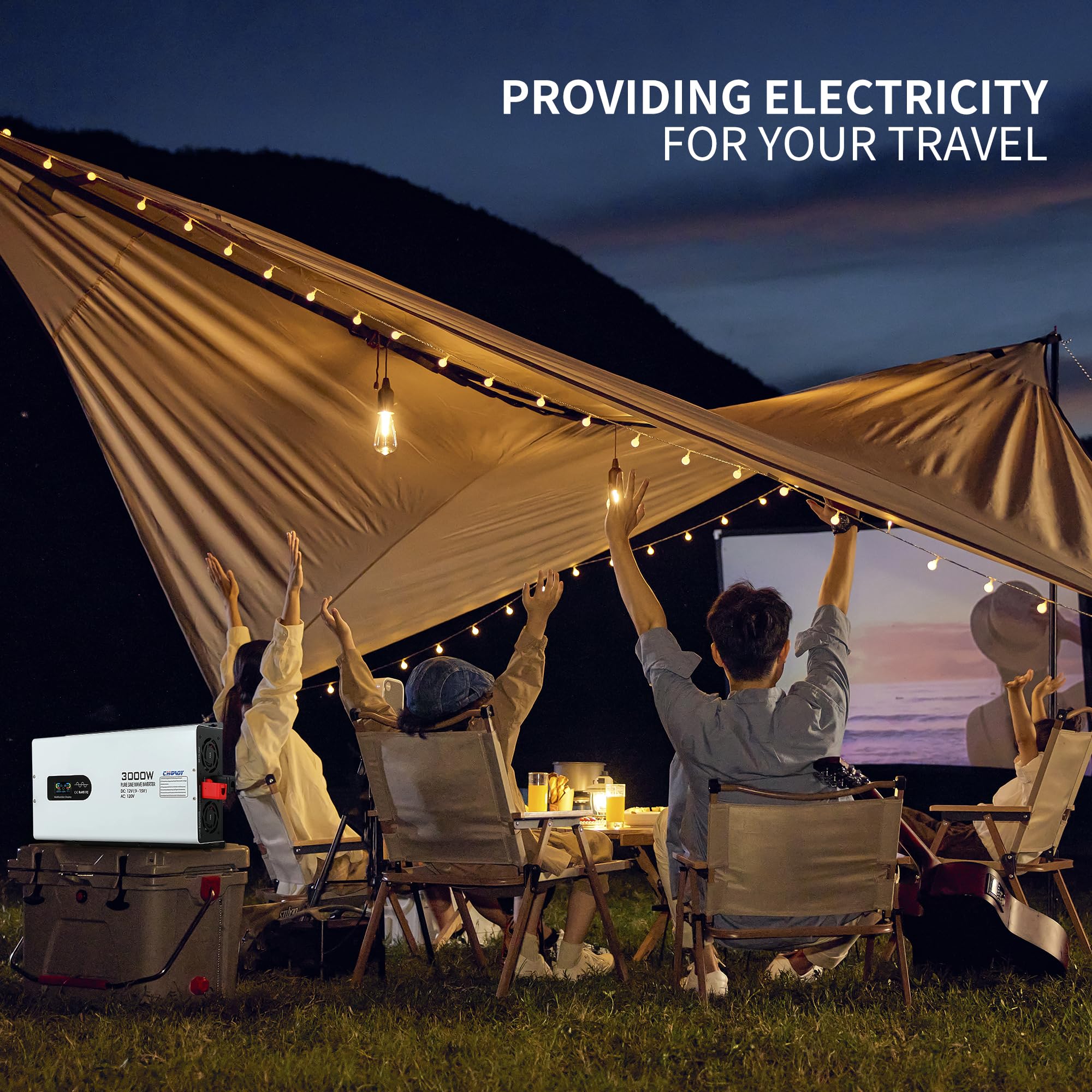 3000W Pure Sine Wave Power Inverter 12V DC to 120V AC with LCD Display & Remote - Car, RV, Truck, Home, Camping, Travel - USB Port for Charging Devices on the Go