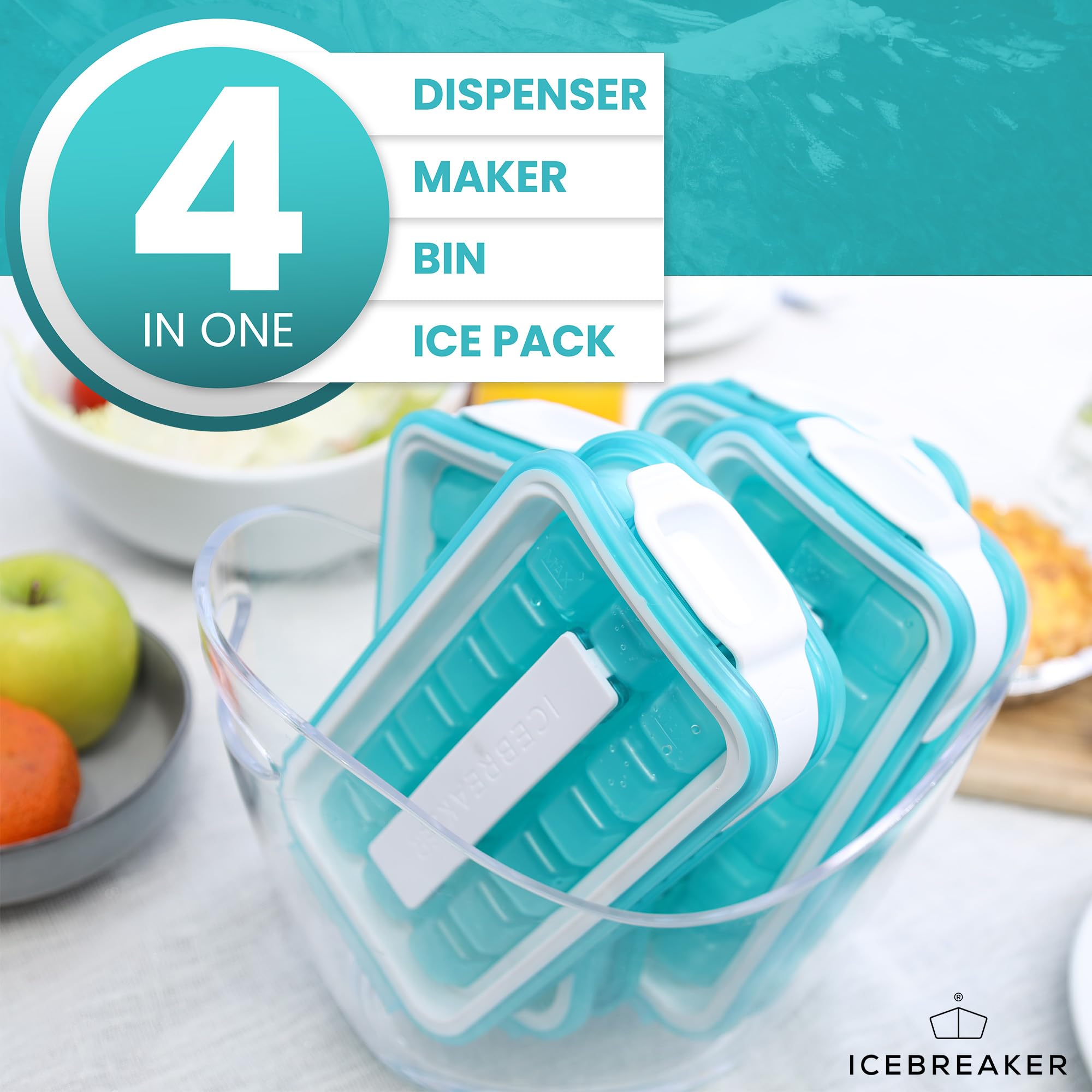 Silicone Ice Cube Tray with Easy Pop Design - Icebreaker 2.0 (2024 Model) - 1 Piece in Sky Blue - Perfect for Cocktails, Cold Drinks & Home Bartending