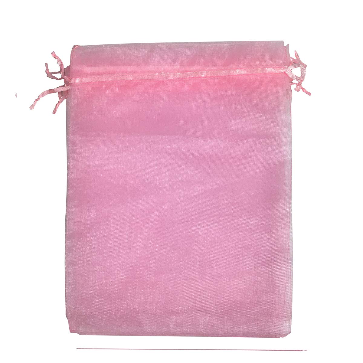 100pcs 6x9 Inches Pink Sheer Organza Drawstring Gift Bags for Wedding Favors, Christmas Party, Baby Shower & Candy Packaging - Elegant and Reusable