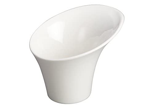 Winco WDP003-204 24-Piece Porcelain Bowl Set - 5-Inch 6 Oz Mini Bowls for Snacks, Desserts, Salads & Ice Cream | White Angled Serving Cups with Ardesia Rimini Design | Perfect for Parties, Restaurants & Home Dining
