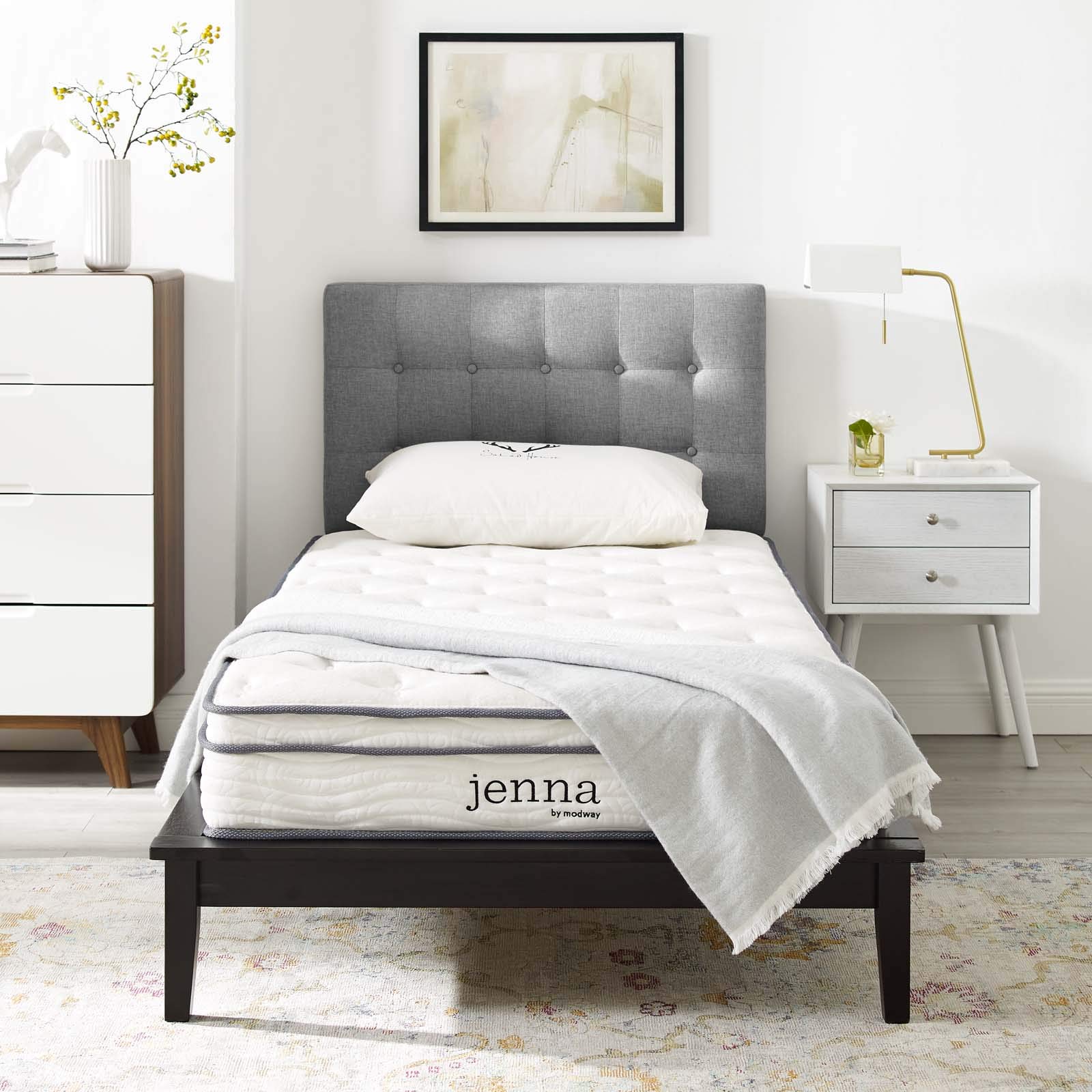Modern Urban Designer Twin Size Mattress - White Fabric Bed for Contemporary Bedrooms, Perfect for Small Spaces and Guest Rooms