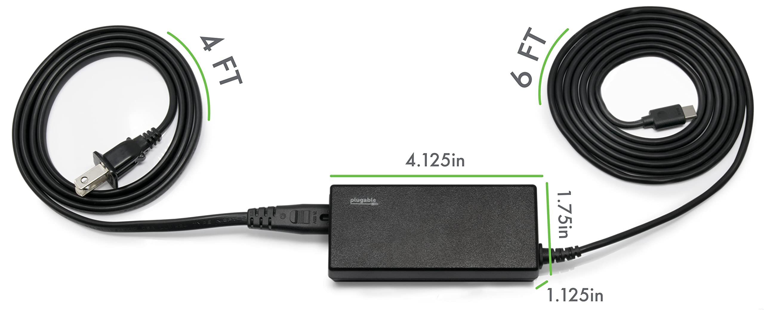 Plugable 60W USB-C Laptop Charger Replacement - Fast Charging Type C Power Adapter for Chromebooks (Samsung/HP/Dell/Lenovo/Acer/Asus) - Perfect for Home, Office & Travel Use