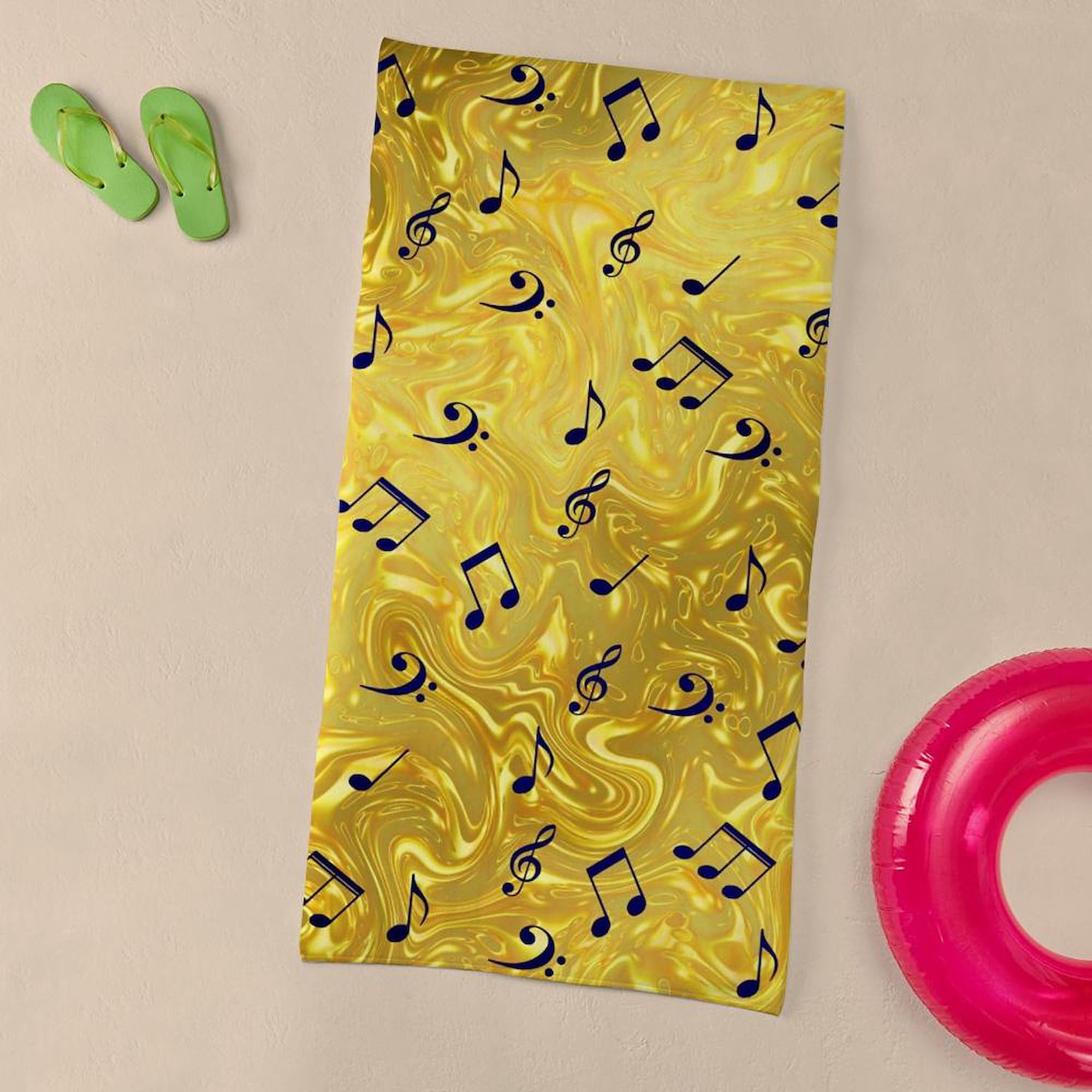 Music Notes Large Beach Towel - Soft, Unique Design for Pool, Beach & Outdoor Use | CafePress