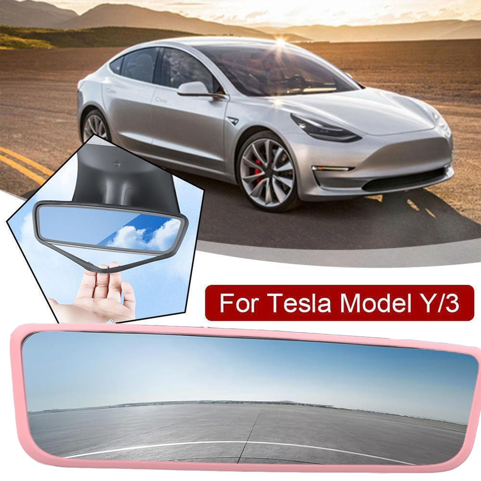 Model 3/Y/X/S Mirror Protector - Pink Silicone Cover for Interior Rearview Mirror (2014-2024) - Car Decor & Protection