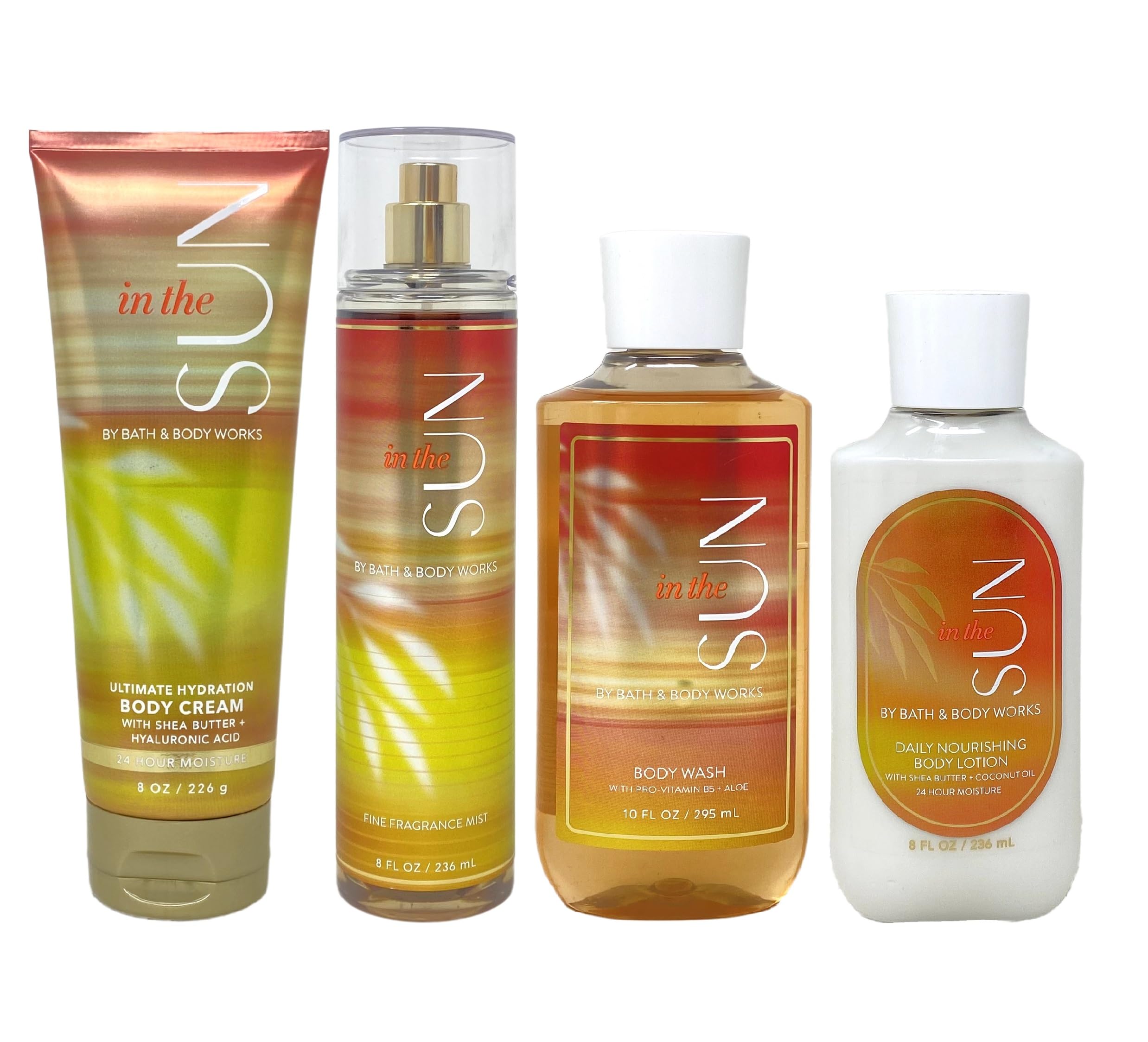 Bath and Body Works In The Sun Gift Set - Full Size Body Cream, Fragrance Mist, Shower Gel & Lotion - Summer Skincare Essentials for Beach, Pool & Vacation