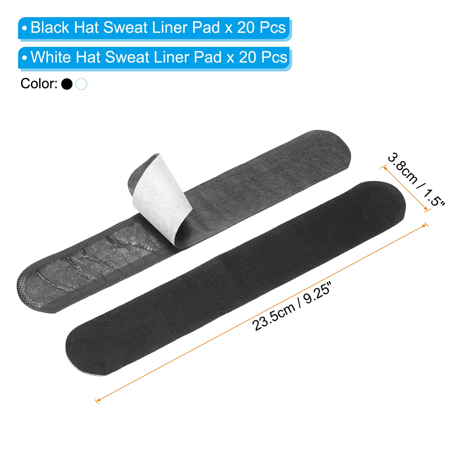 PATIKIL 40-Pack Disposable Sweat Liner Caps - 9 Inch Absorbent Sweat Guard Pads for Golf, Baseball & Tennis Hats (Black & White) - Stay Dry & Comfortable During Sports & Outdoor Activities