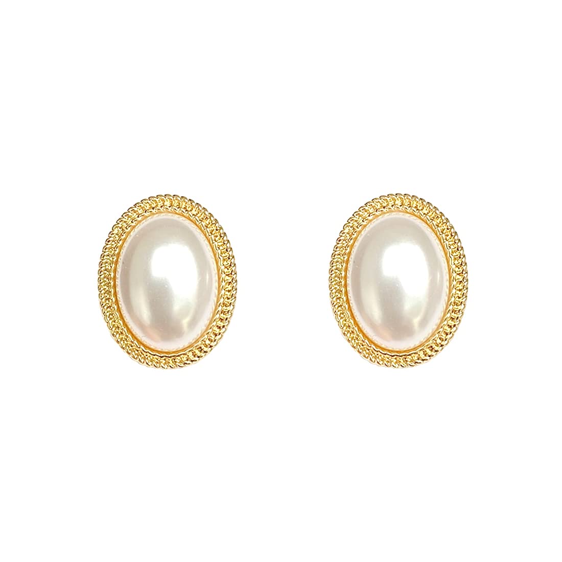 Elegant Gold-Toned Yellow Chime Pearl Stud Earrings for Women & Girls | Oval Shape Fashion Jewelry | Perfect for Parties, Weddings & Daily Wear