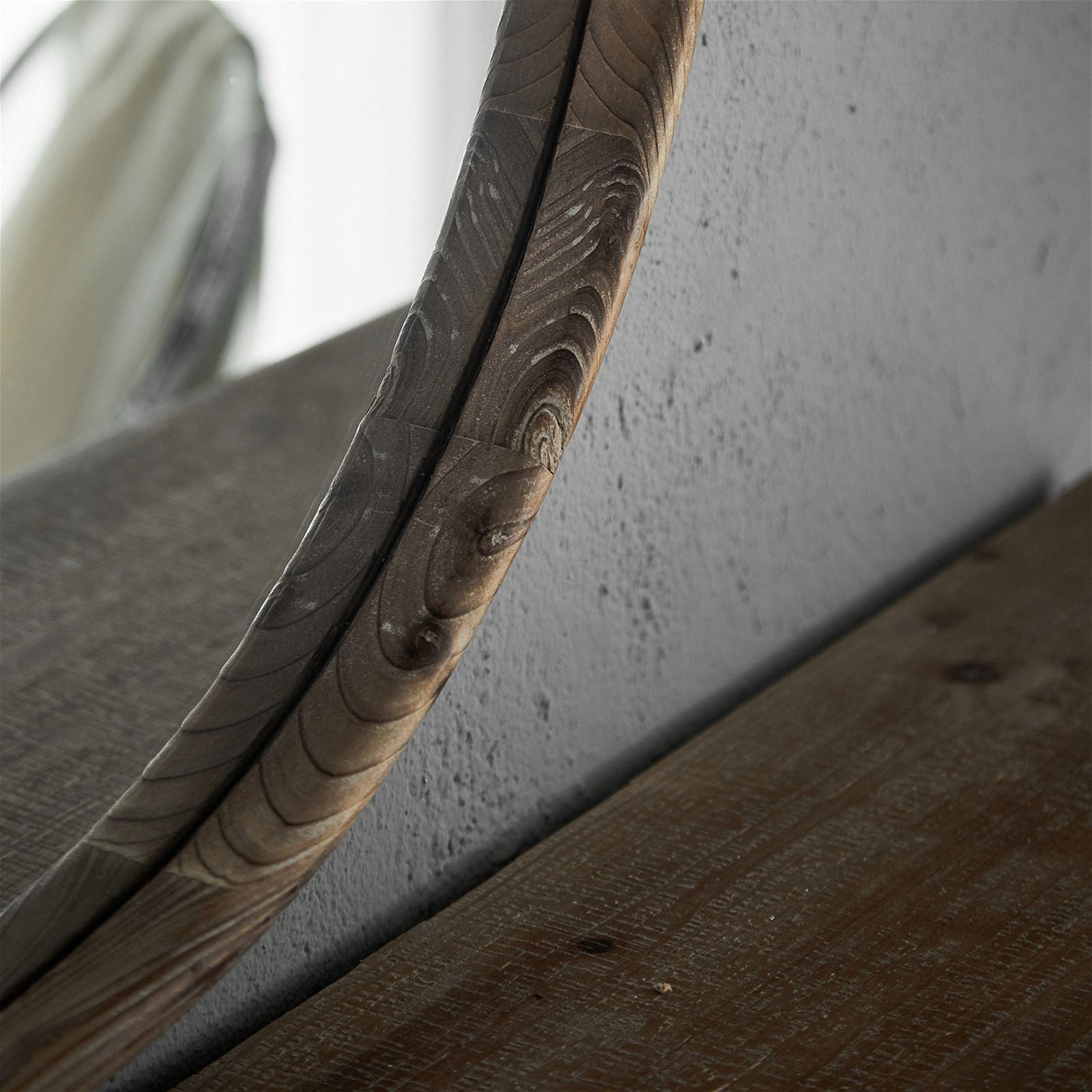 Round Grove Mirror 700mm - Natural Wood Frame by Urban Style - Perfect for Living Room, Bedroom & Bathroom Decor
