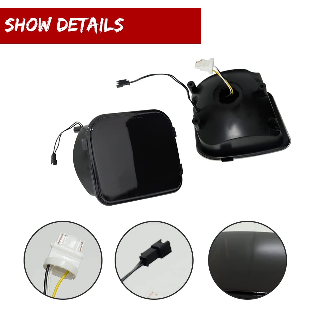 Smoked Lens Switchback White/Amber Sequential LED Turn Signal Lights - Compatible with 2006-2010 Hummer H3 & H3T - Front Bumper Corner Side Marker Parking Lights - Upgrade Your Ride for Enhanced Visibility & Style