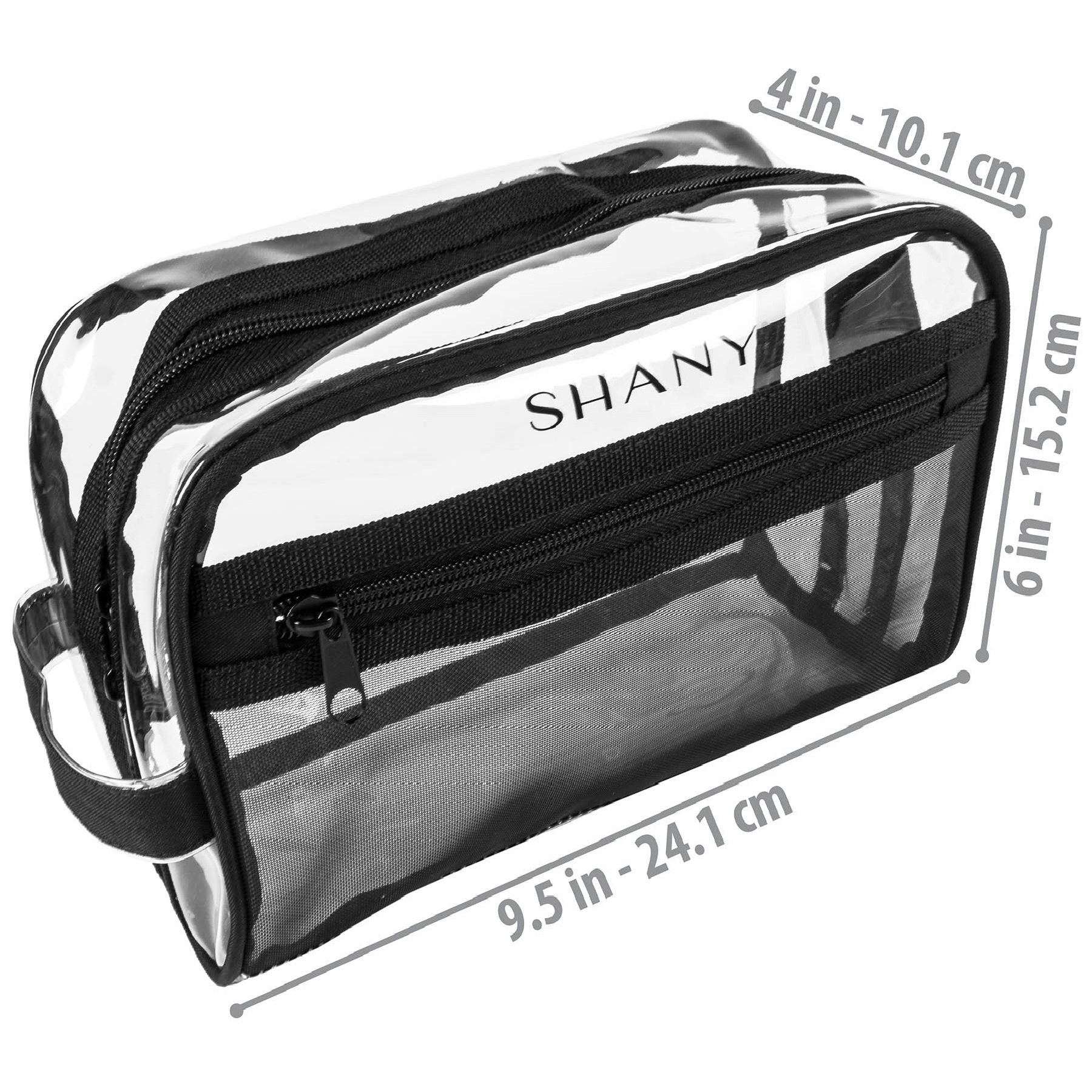 Clear Black Mesh Toiletry & Makeup Bag Organizer - Travel Cosmetic Case for Women & Men - Perfect for Airplane Carry-on, Gym, Beach Trips & Daily Essentials Storage