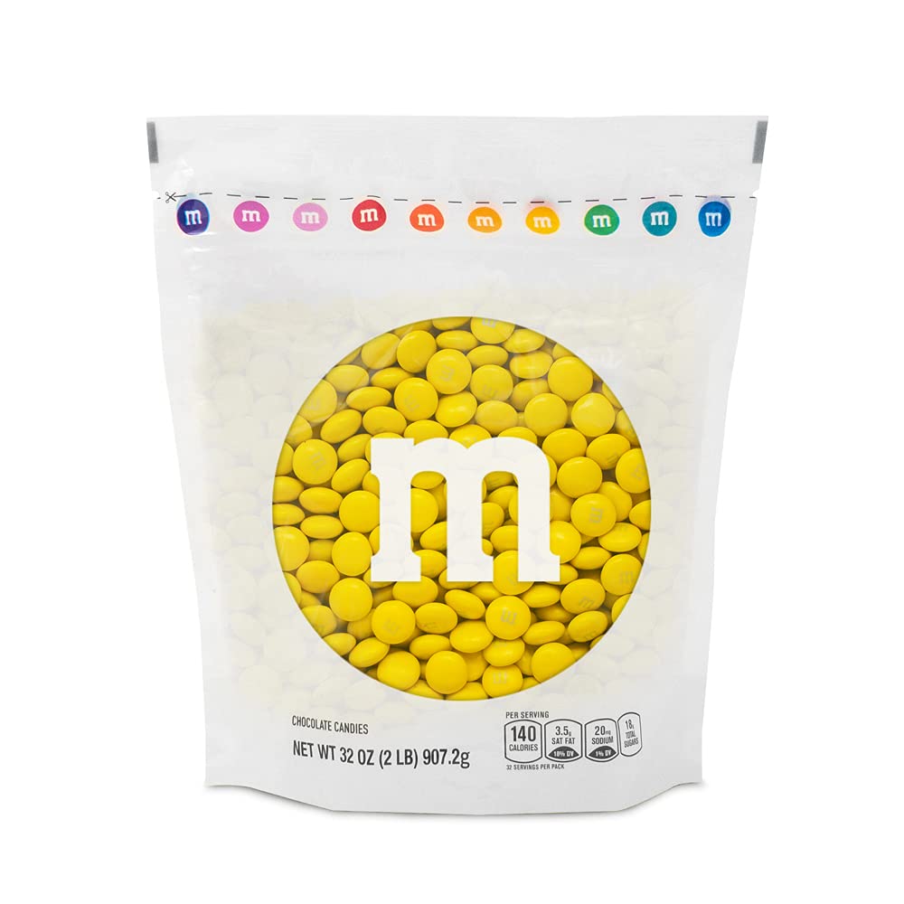 M&M'S Yellow Milk Chocolate Candy 2lbs - Resealable Pack for Parties & Gifts