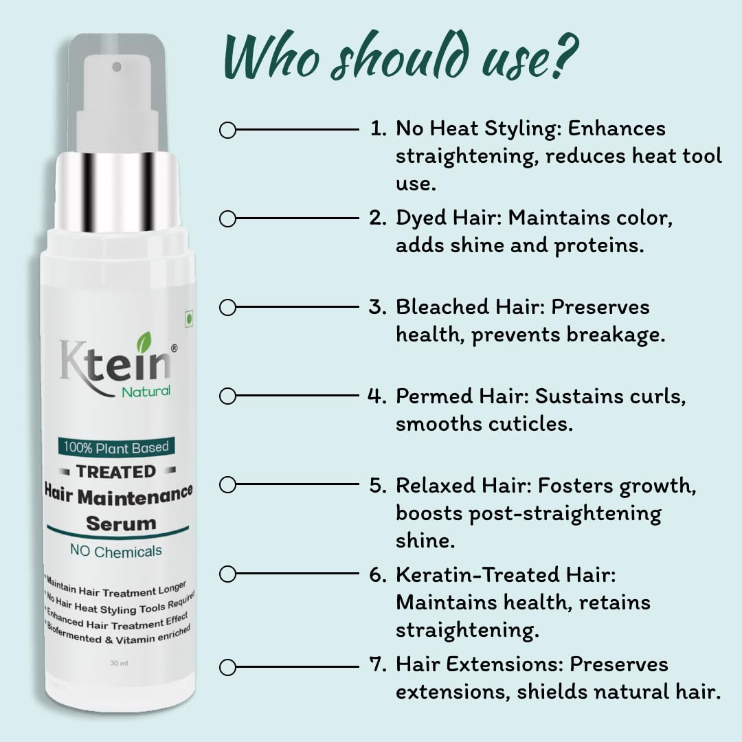Ktein 100% Plant-Based Hair Growth Serum for Thicker, Stronger Hair - Vegan & Cruelty-Free Hair Treatment for Damaged Hair Repair & Scalp Nourishment - Perfect for Daily Use at Home or Salon