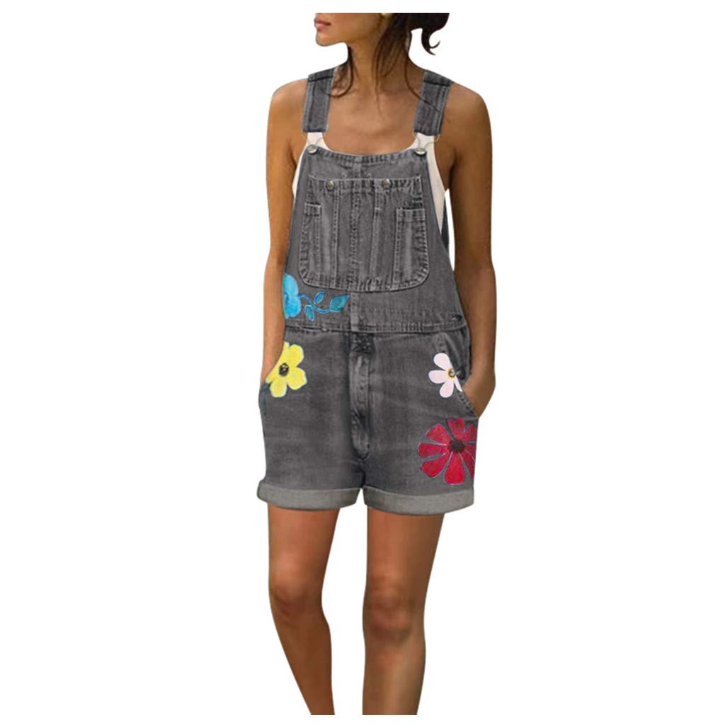 GDJGTA Women's Denim Jumpsuit Romper - Sexy Bib Shorts with Pockets | Casual Outfit for Summer, Beach & Streetwear Fashion