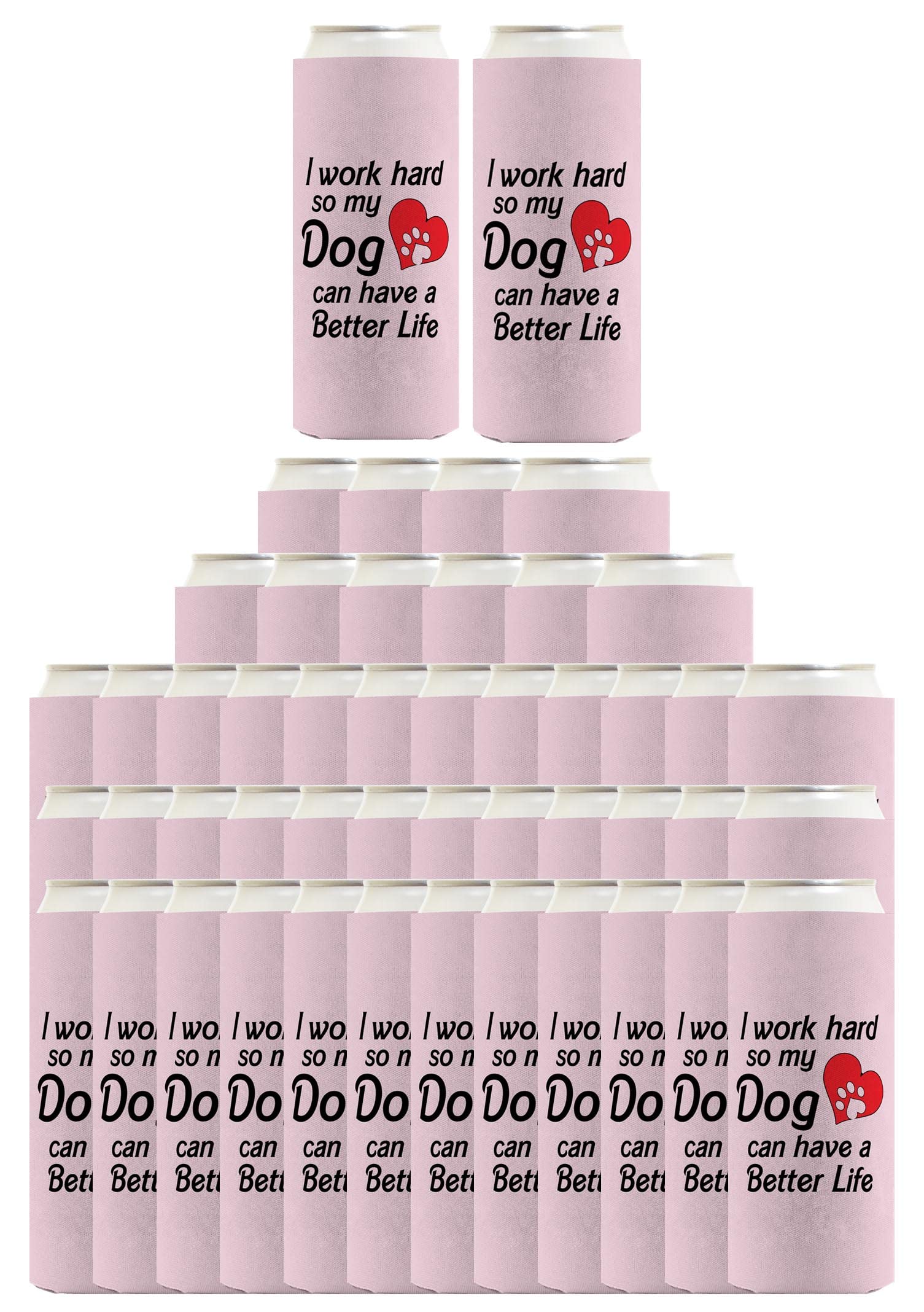 96-Pack Ultra Slim Heart Paw Print Can Coolers for Dog Lovers - Perfect for Beer, Soda & Beverages at Parties, BBQs & Pet-Friendly Gatherings