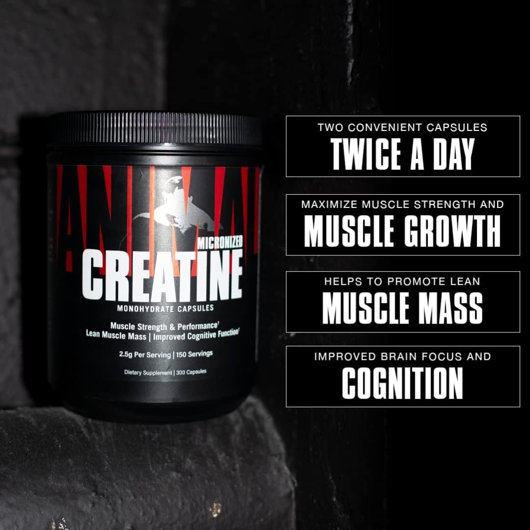 Premium Animal Creatine Capsules 300 Count - Muscle Building & Recovery Supplement for Athletes & Bodybuilders | Pre-Workout & Post-Training Support