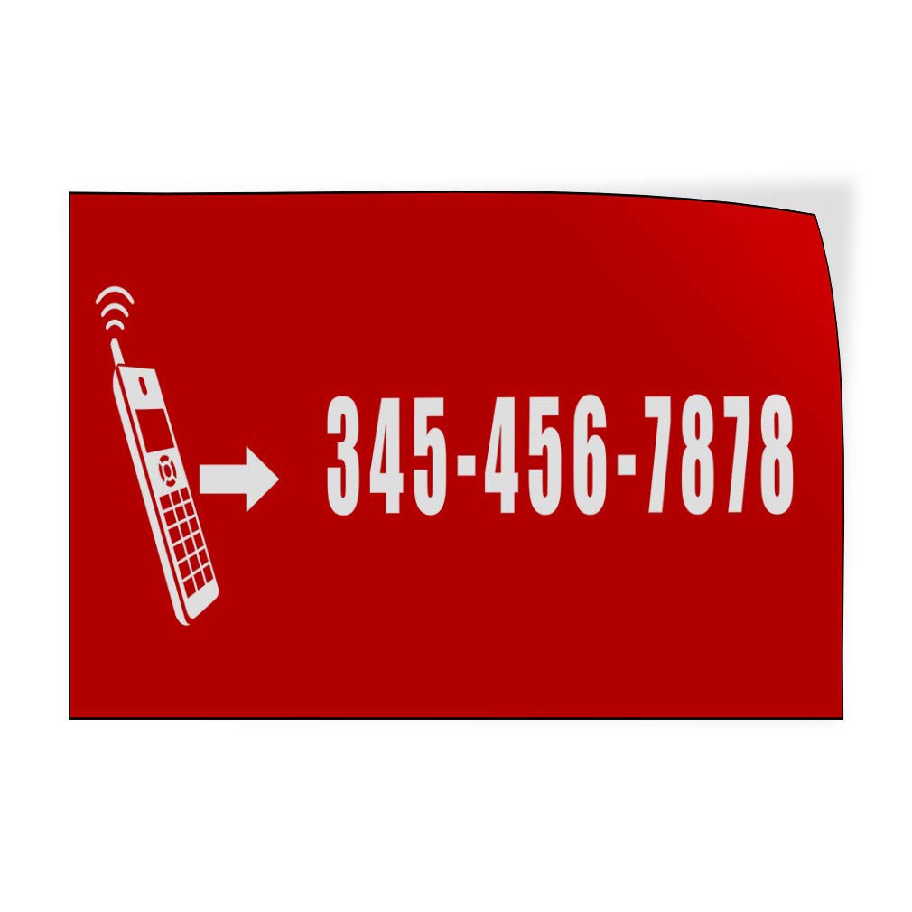 Custom Vinyl Door Decals - Business Contact Number Stickers (Set of 5) - 54x36 Inches - Red Telephone Design for Cars, Outdoor Luggage & Bumpers - Perfect for Storefronts, Delivery Vehicles & Small Business Advertising