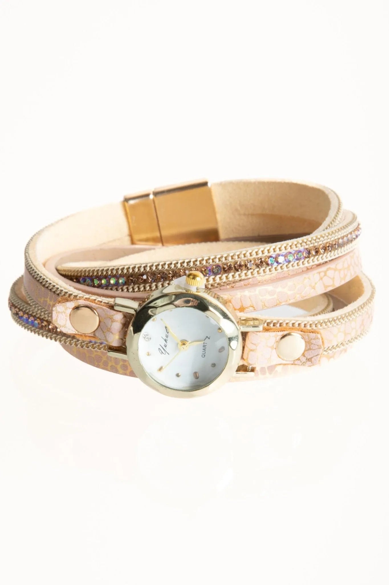 Eco-Friendly Vegan Leather Chain Wrap Bracelet Watch for Women - Stylish & Adjustable Wrist Accessory for Casual, Office & Party Wear