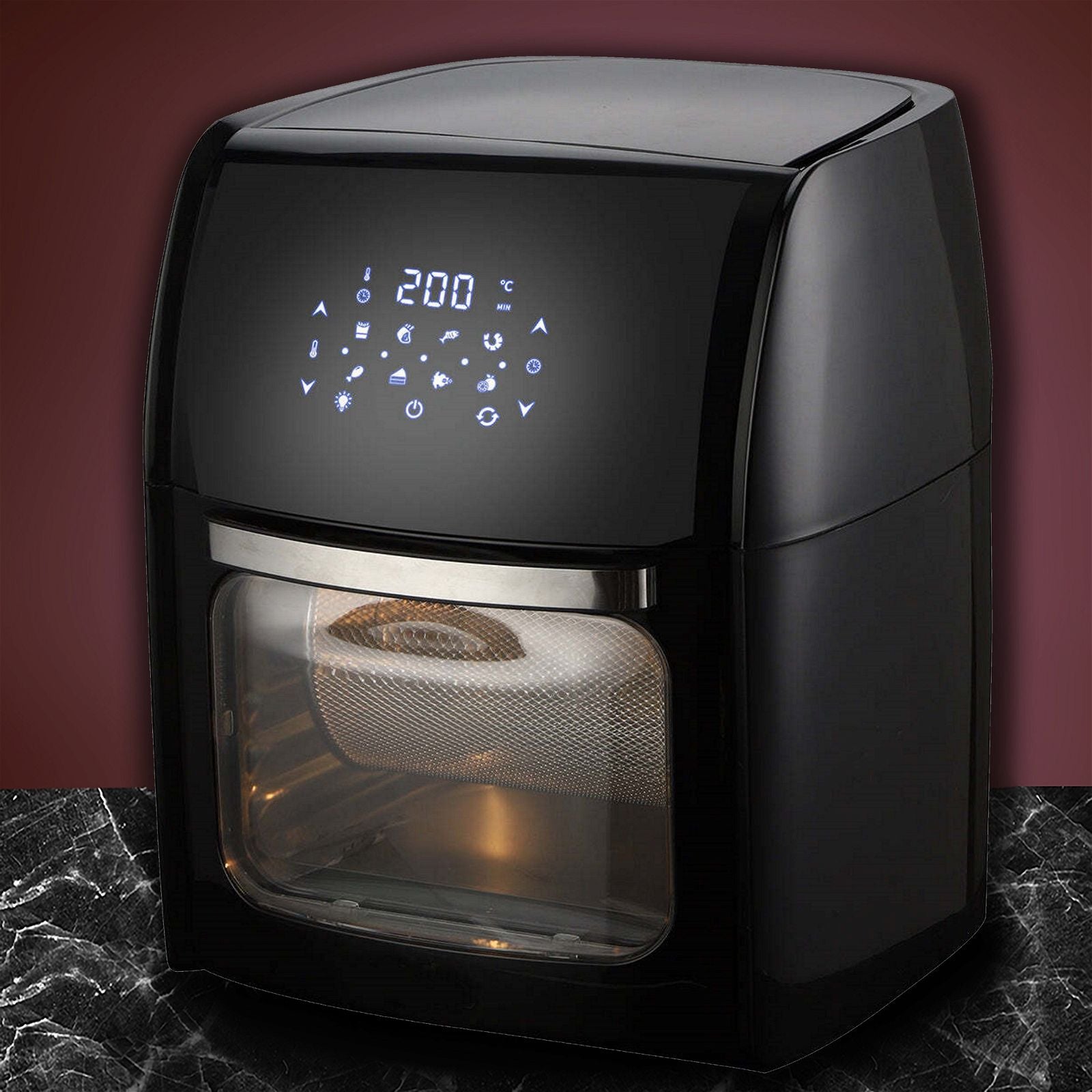 14L Digital Turbo Air Fryer with Rotisserie & Rolling Cage - Large Capacity Air Fryer Oven for Healthy Cooking, Perfect for Family Meals, Parties & Meal Prep