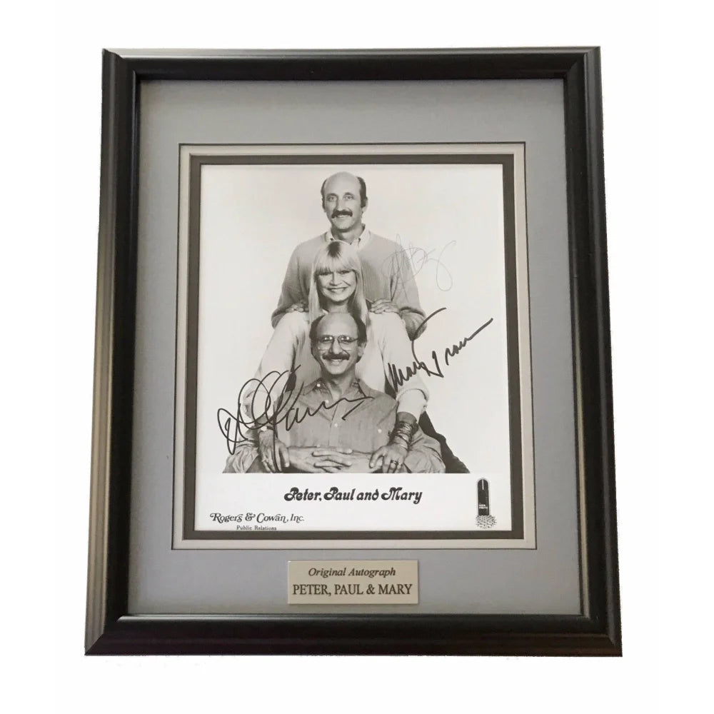 Peter Paul Mary Signed 8x10 Photo with JSA COA - Framed Autograph Folk Group Memorabilia - Perfect for Music Collectors & Home Decor