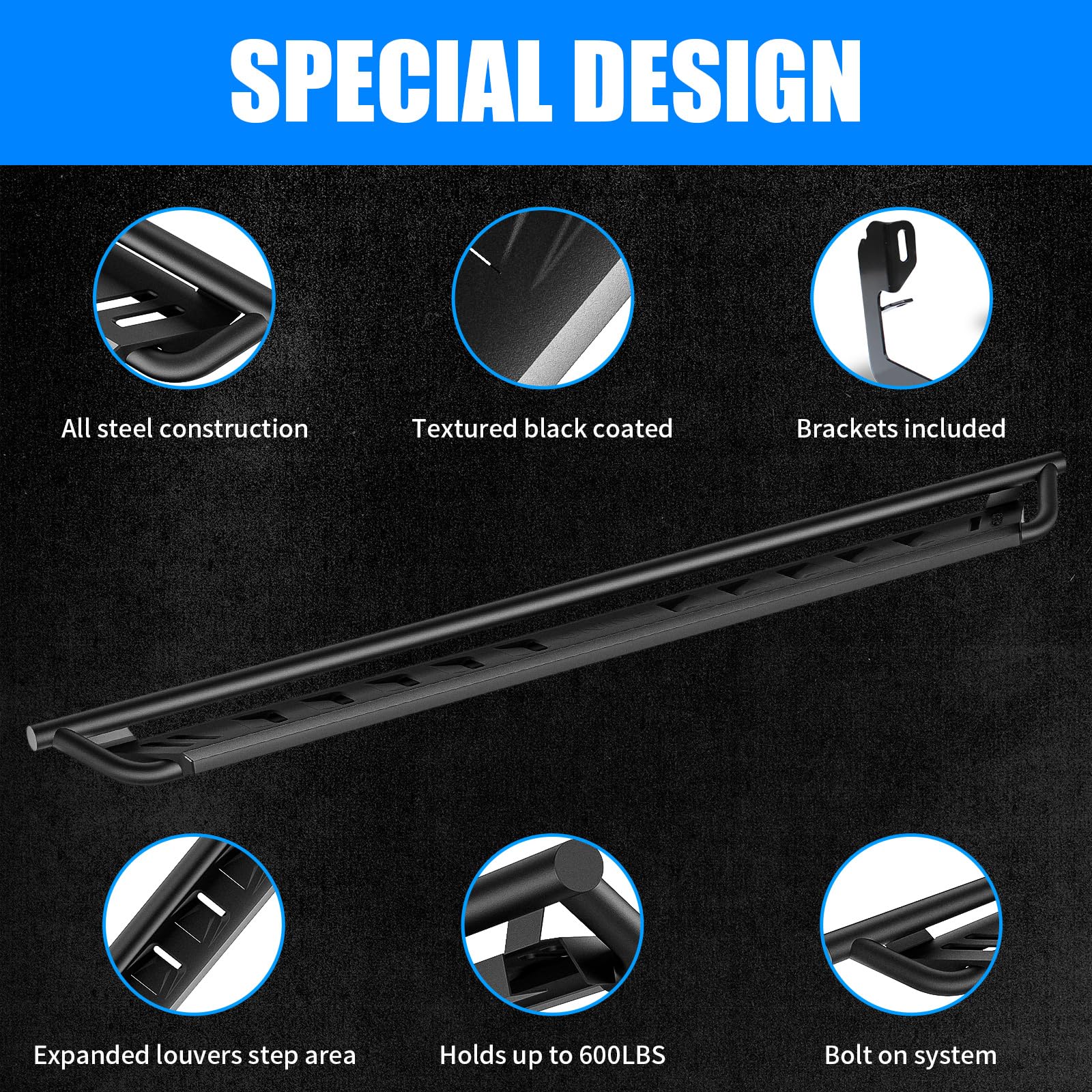 ONINE Tubular Drop Running Boards for 2019-2025 Chevy Silverado/GMC Sierra 1500 & 2020-2025 Chevy Silverado/GMC Sierra 2500HD/3500HD Crew Cab - Textured Black Side Step Nerf Bars | Easy Access & Off-Road Protection