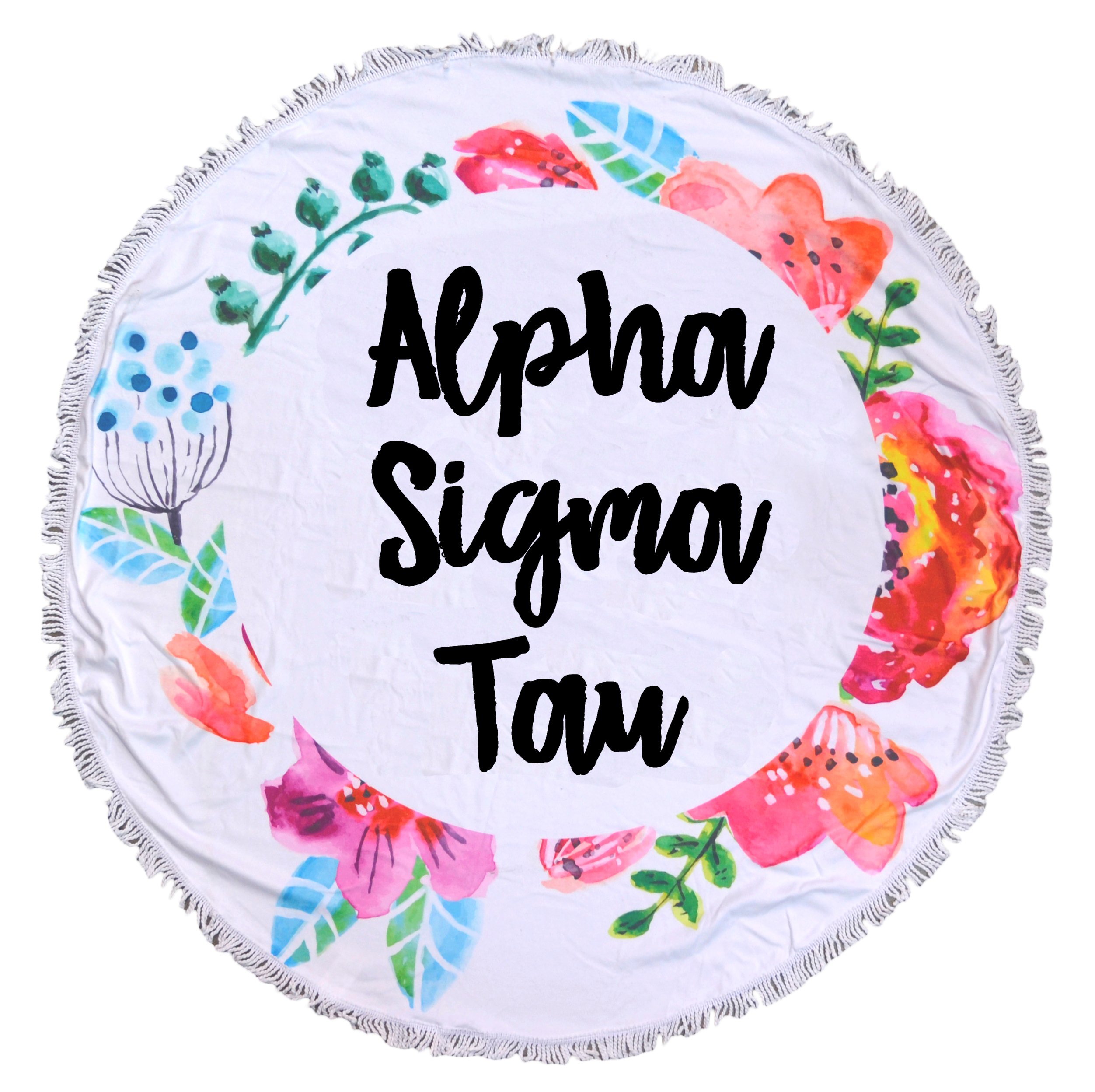 Alpha Sigma Tau Floral Round Beach Towel - 60