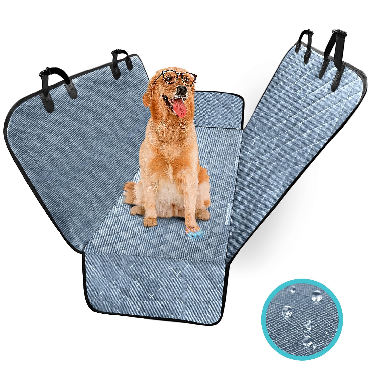 **FURRYFECTION Waterproof Dog Car Seat Cover for Back Seat – Heavy Duty 600D Scratchproof & Nonslip Pet Hammock – Universal Fit for Cars, Trucks & SUVs (Grey, Large) – Perfect for Travel, Road Trips & Daily Commute**