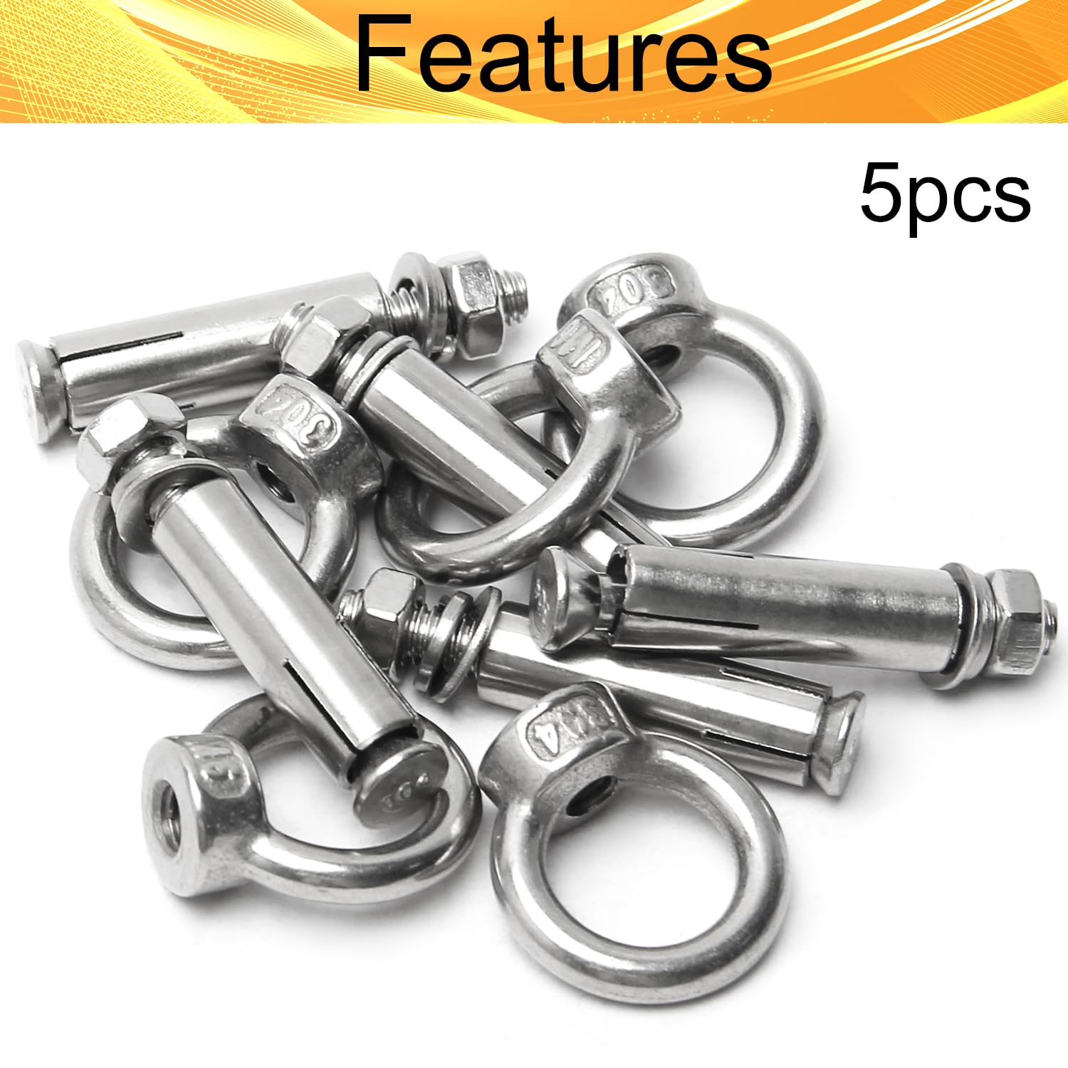 5PCS Heavy Duty Stainless Steel Expansion Bolts M6x50mm for Concrete Walls & Bricks - Secure Hanging & Mounting
