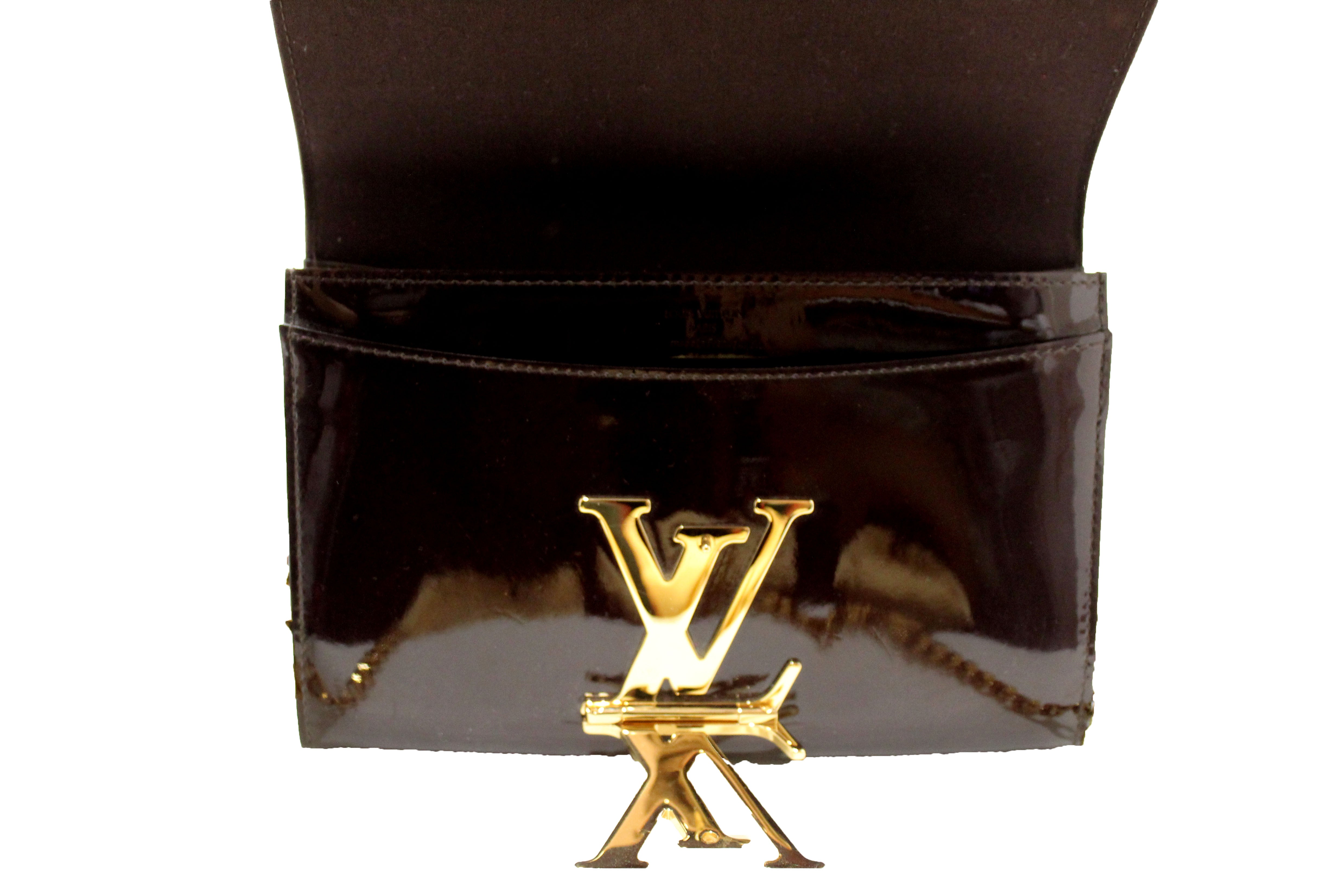 Authentic Louis Vuitton Amarante Vernis Patent Leather Louise Clutch Bag for Women | Luxury Evening Purse | Perfect for Parties, Weddings & Special Occasions